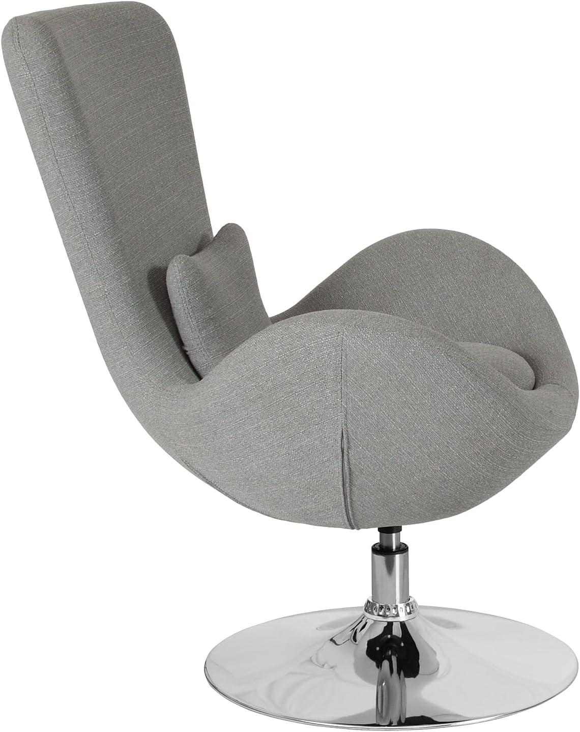 image:imageFlash Furniture Egg Series White LeatherSoft Side Reception ChairLight Gray Fabric