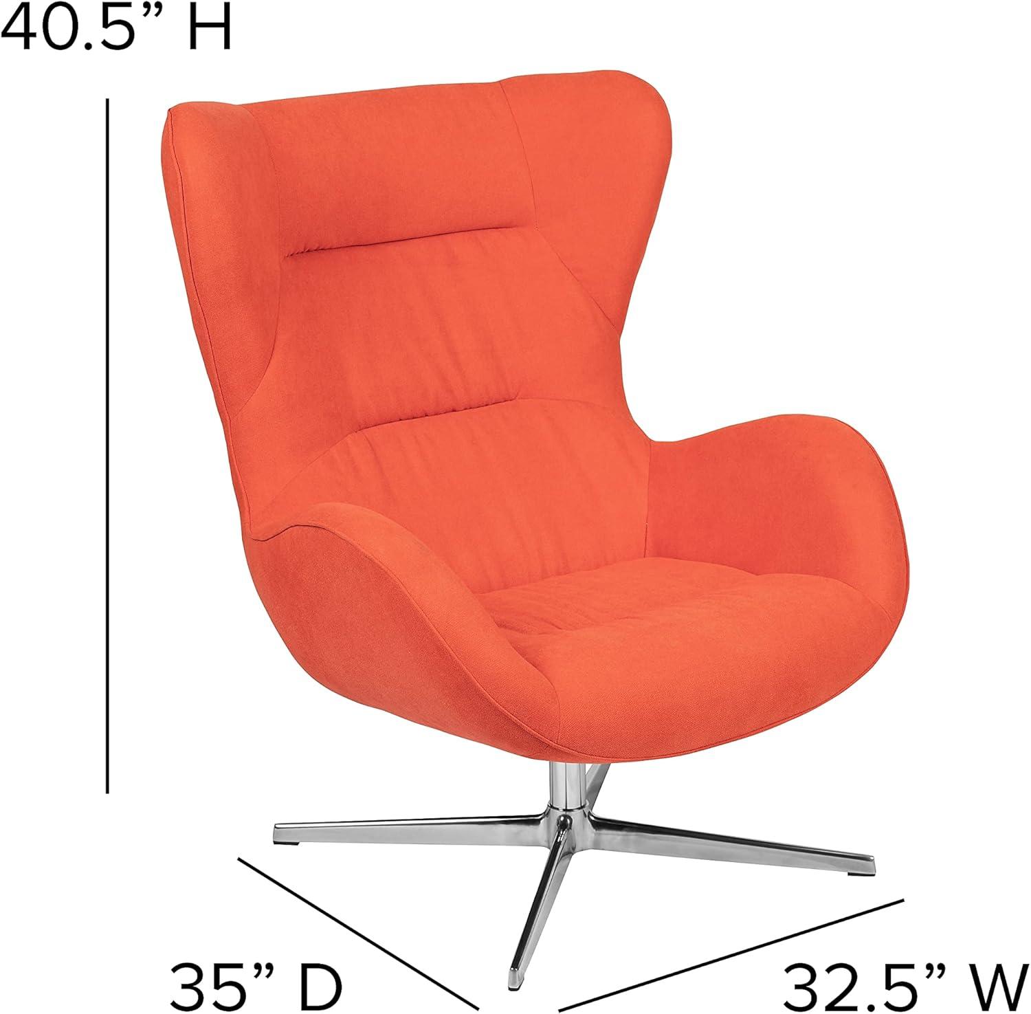 image:imageFlash Furniture Egg Series White LeatherSoft Side Reception ChairOrange Fabric