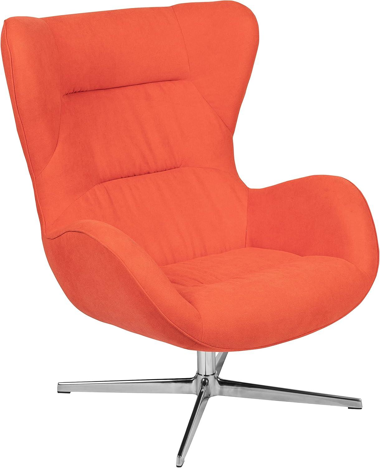 image:imageFlash Furniture Egg Series White LeatherSoft Side Reception ChairOrange Fabric
