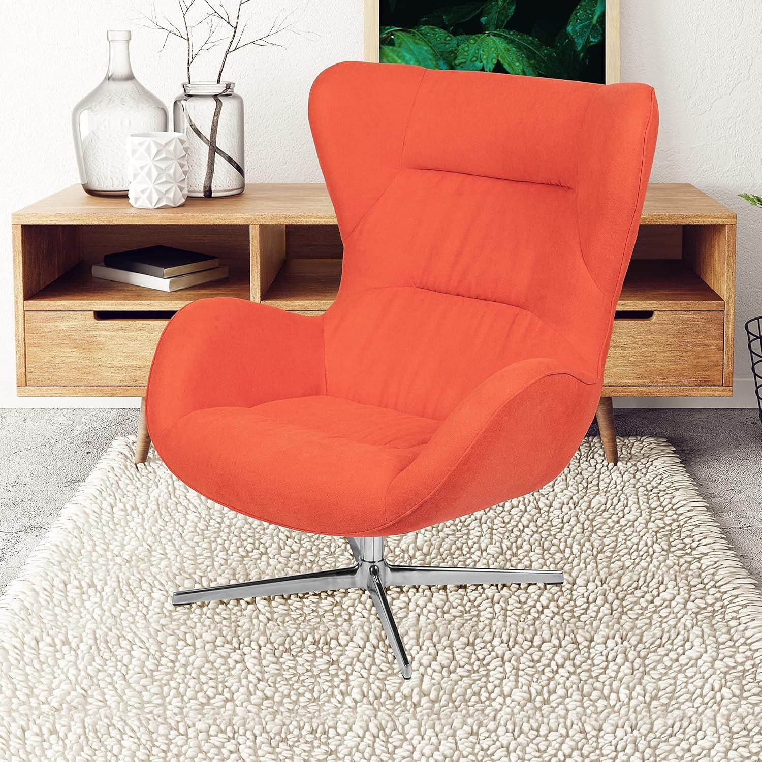 image:imageFlash Furniture Egg Series White LeatherSoft Side Reception ChairOrange Fabric