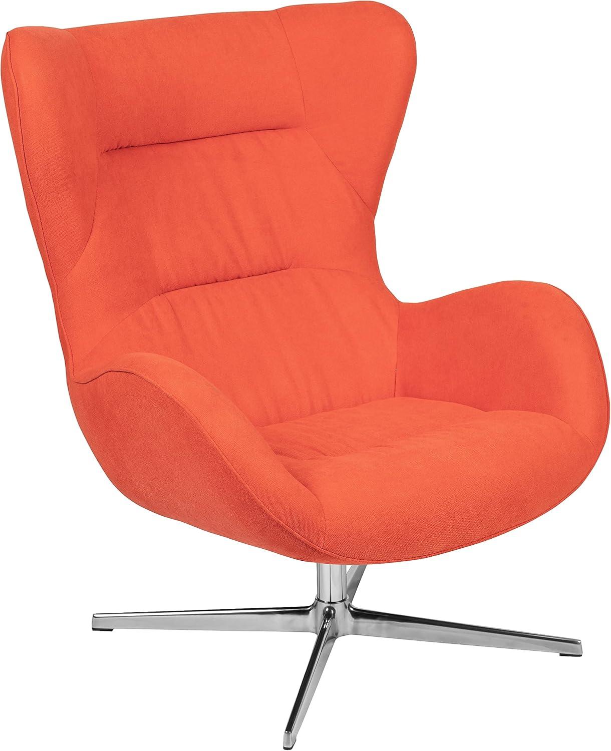 image:imageFlash Furniture Egg Series White LeatherSoft Side Reception ChairOrange Fabric