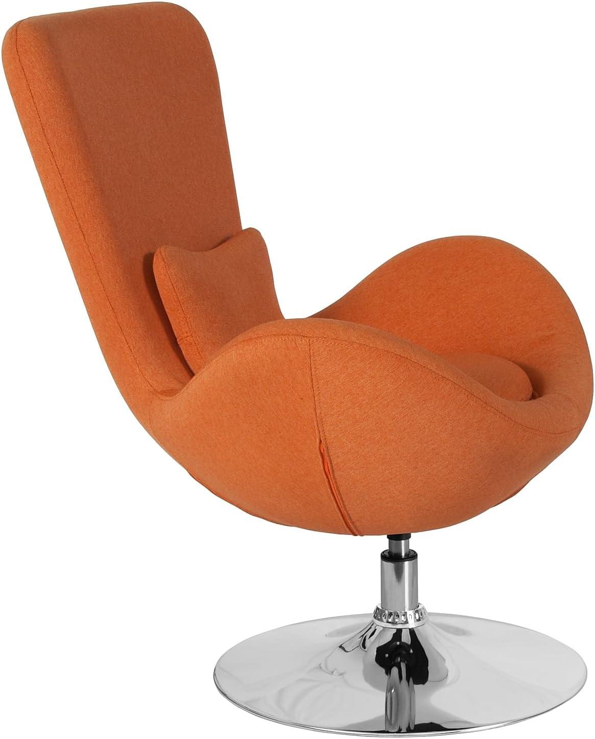 image:imageFlash Furniture Egg Series White LeatherSoft Side Reception ChairOrange Fabric