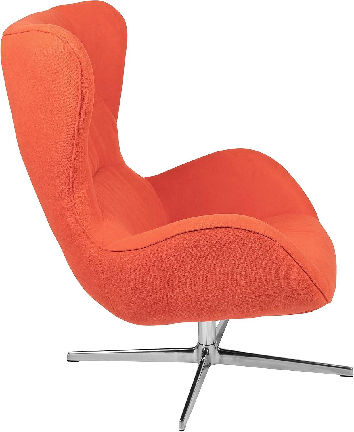 image:imageFlash Furniture Egg Series White LeatherSoft Side Reception ChairOrange Fabric
