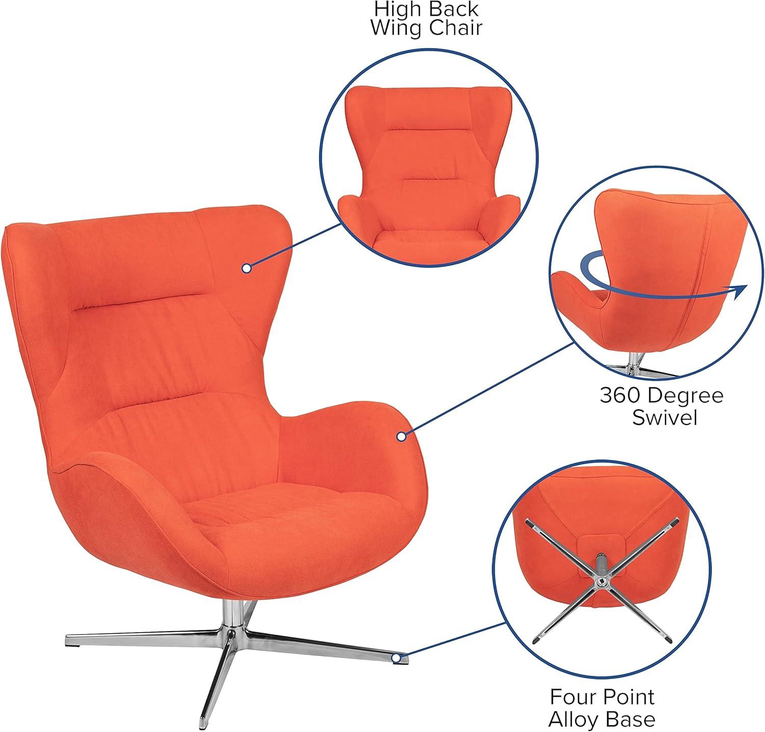 image:imageFlash Furniture Egg Series White LeatherSoft Side Reception ChairOrange Fabric