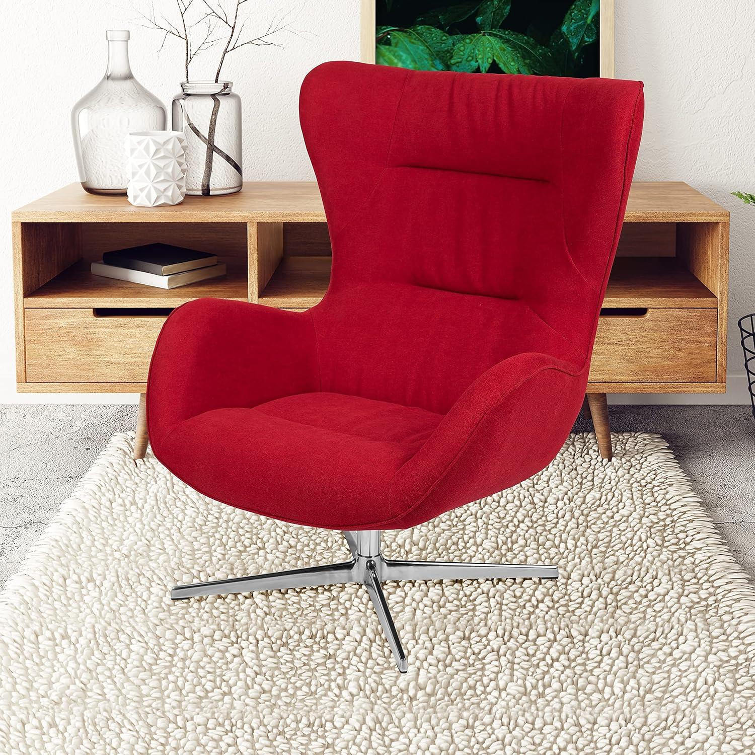 image:imageFlash Furniture Egg Series White LeatherSoft Side Reception ChairRed Fabric