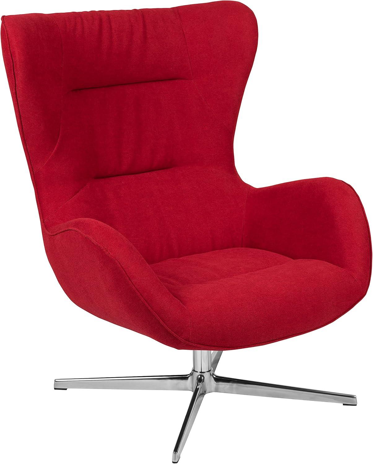image:imageFlash Furniture Egg Series White LeatherSoft Side Reception ChairRed Fabric