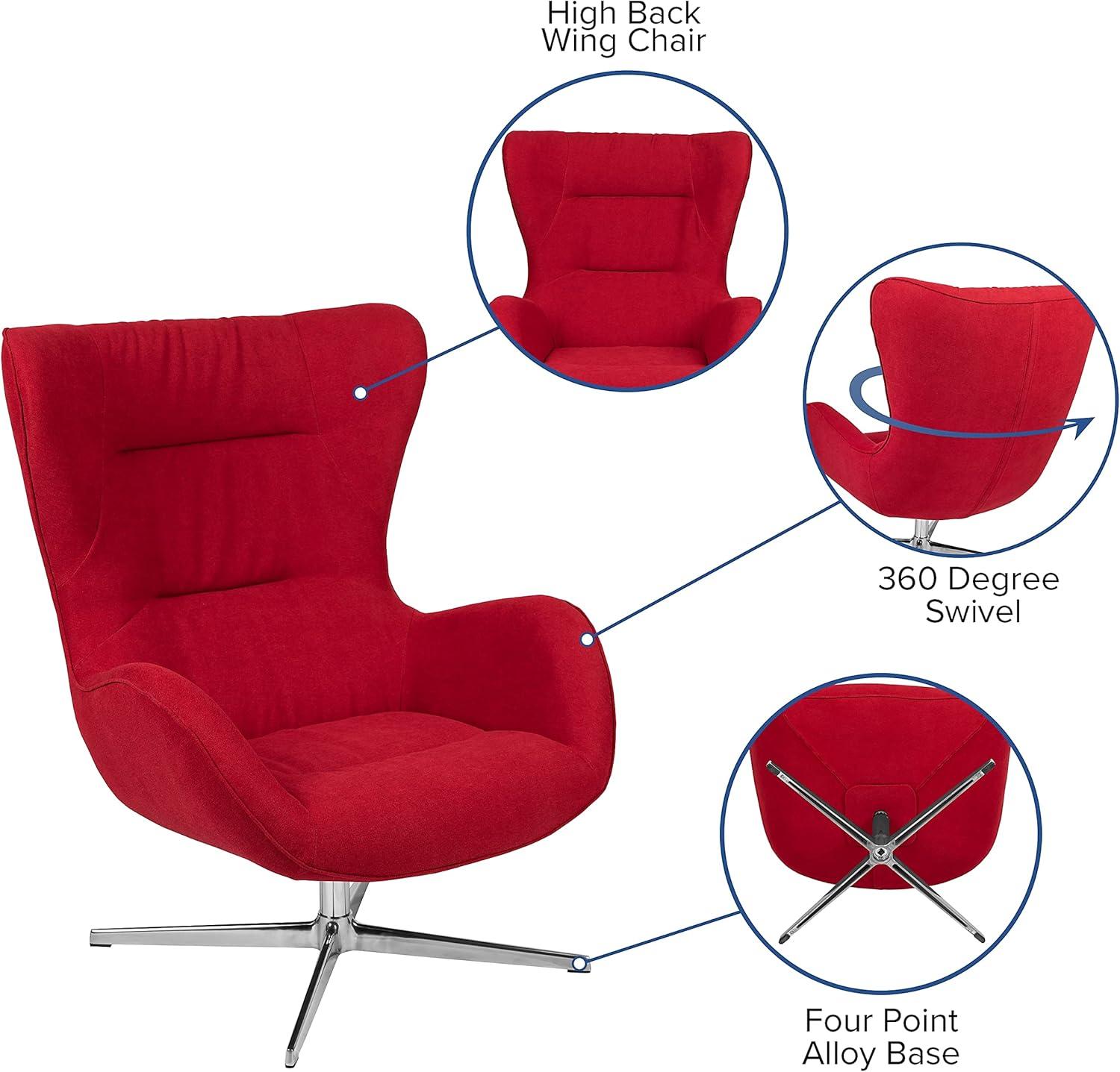 image:imageFlash Furniture Egg Series White LeatherSoft Side Reception ChairRed Fabric