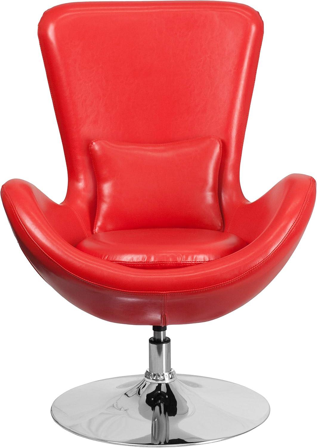 image:imageFlash Furniture Egg Series White LeatherSoft Side Reception ChairRed Leathersoft