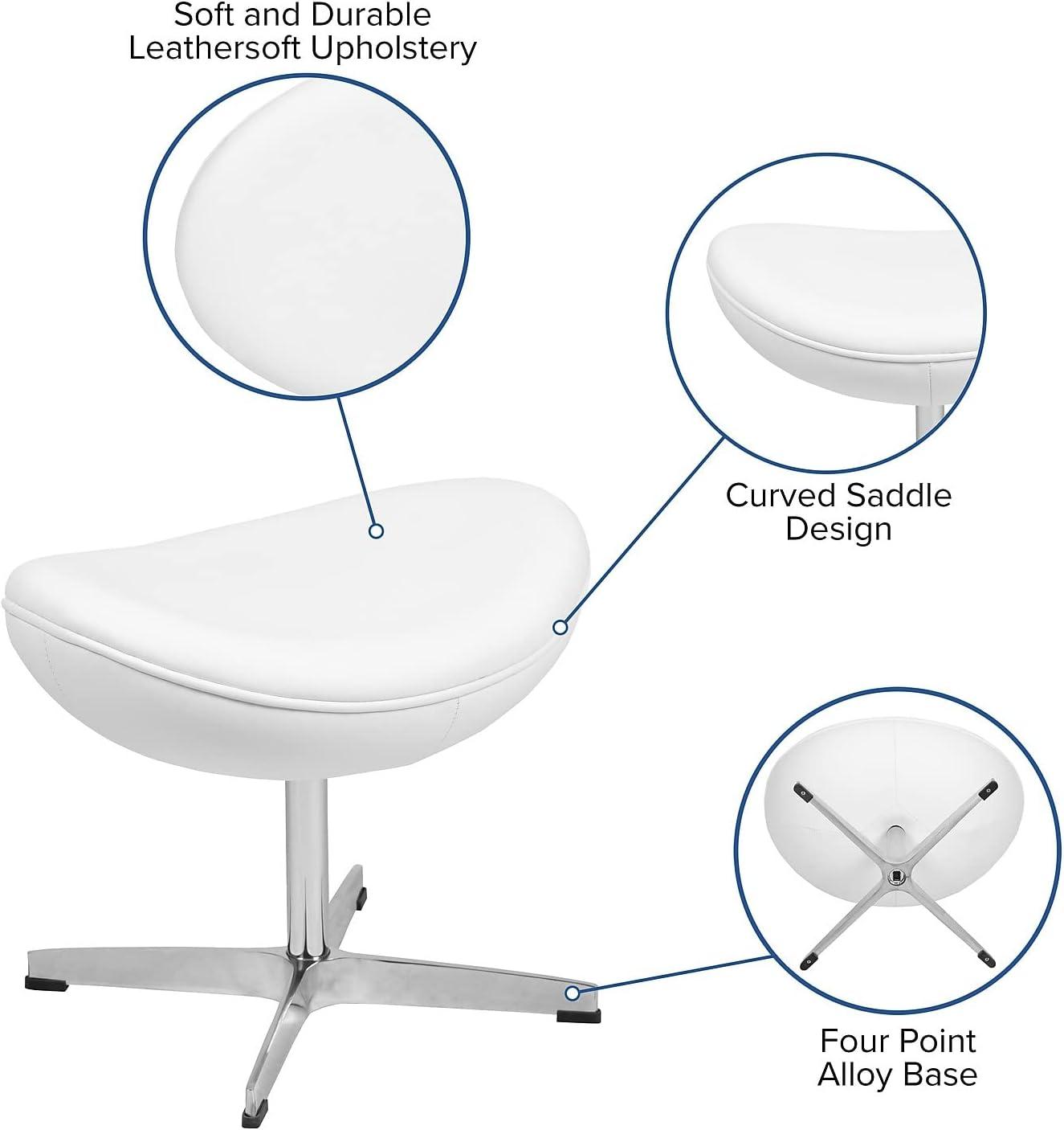 image:imageFlash Furniture Egg Series White LeatherSoft Side Reception ChairWhite Leathersoft