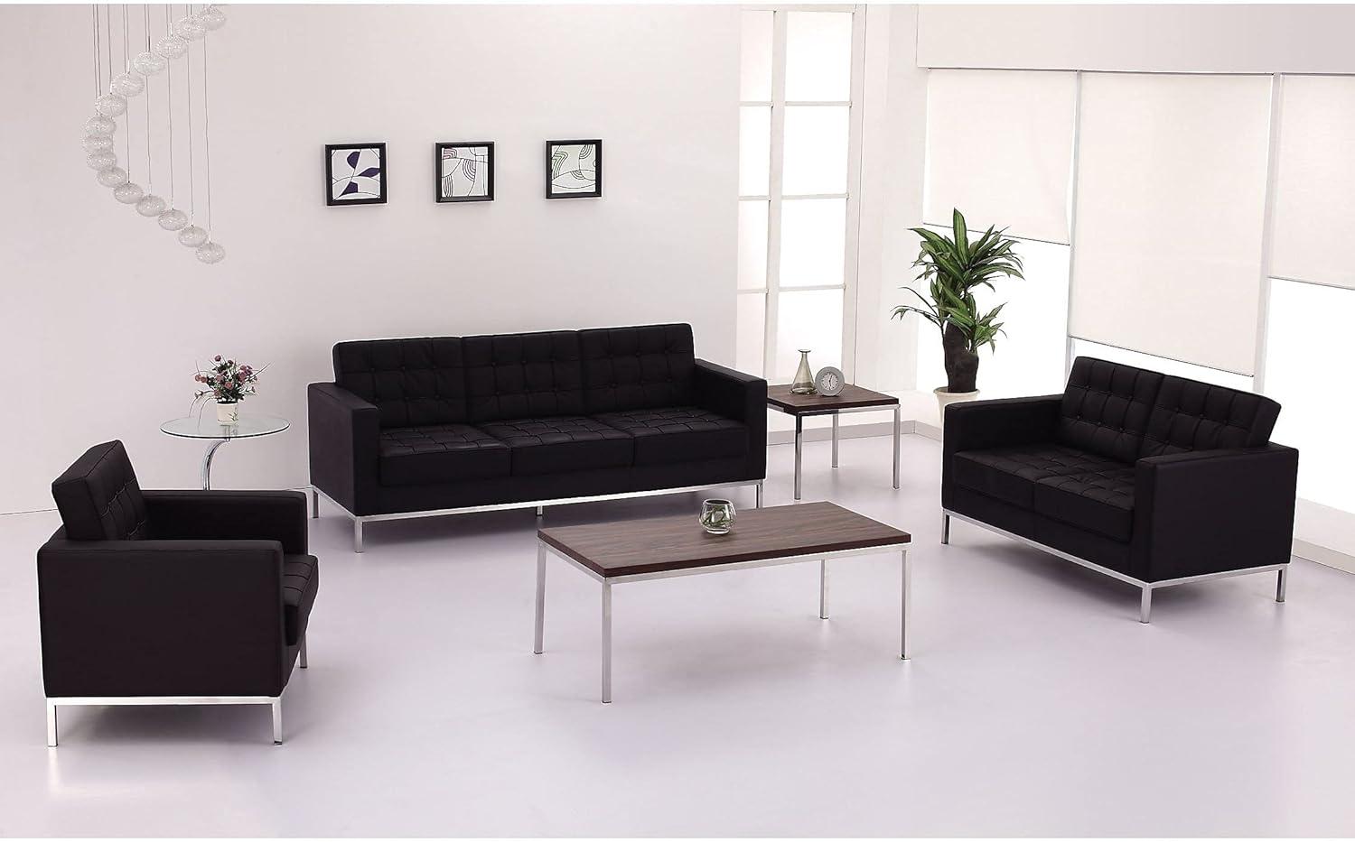 image:imageFlash Furniture HERCULES Lacey Series Contemporary Black LeatherSoft Chair with Stainless Steel FrameBlack
