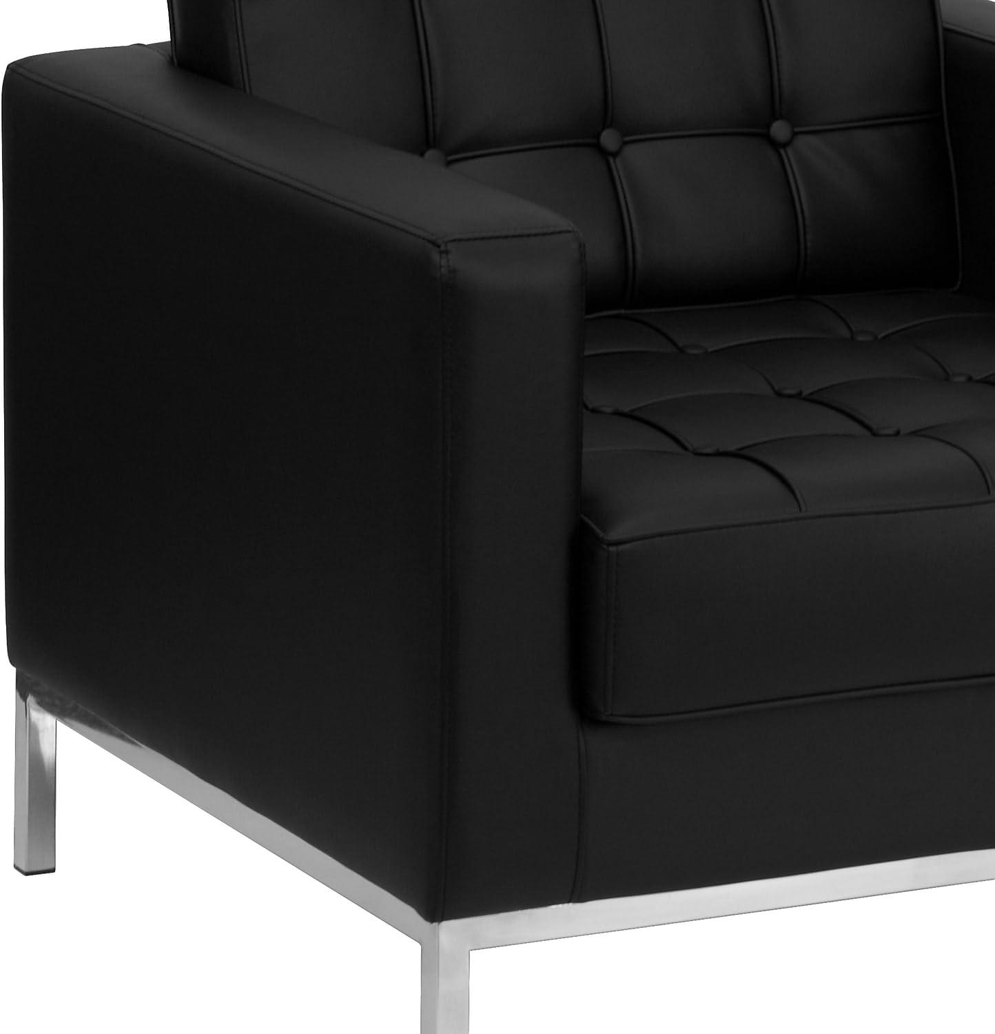 image:imageFlash Furniture HERCULES Lacey Series Contemporary Black LeatherSoft Chair with Stainless Steel FrameBlack