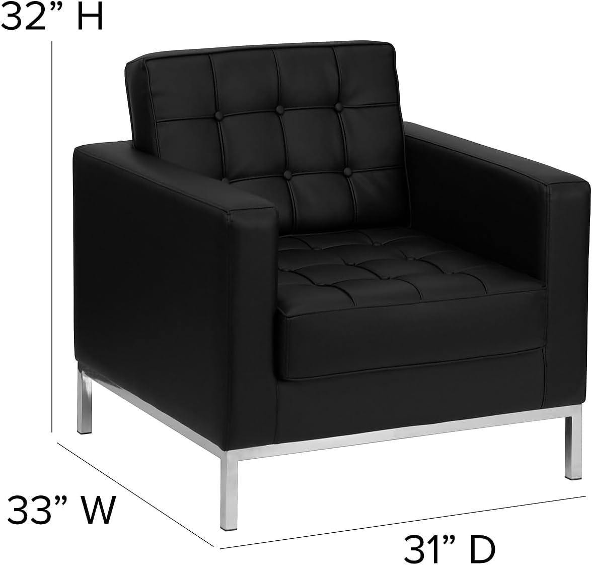 image:imageFlash Furniture HERCULES Lacey Series Contemporary Black LeatherSoft Chair with Stainless Steel FrameBlack