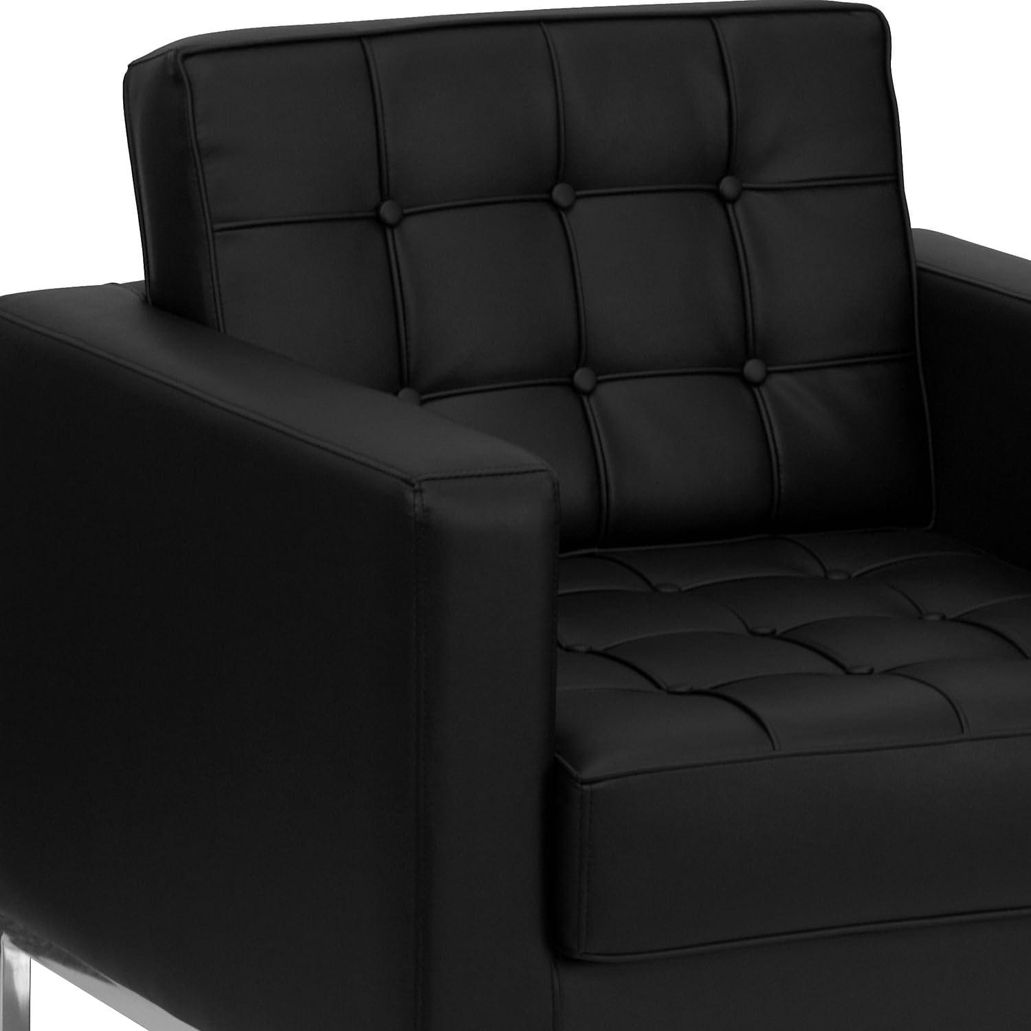 image:imageFlash Furniture HERCULES Lacey Series Contemporary Black LeatherSoft Chair with Stainless Steel FrameBlack