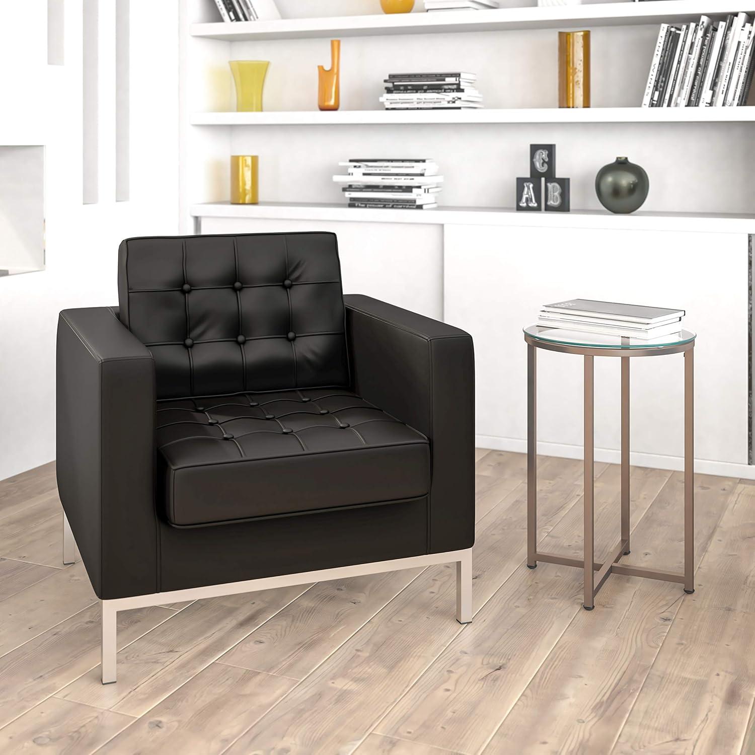 image:imageFlash Furniture HERCULES Lacey Series Contemporary Black LeatherSoft Chair with Stainless Steel FrameBlack