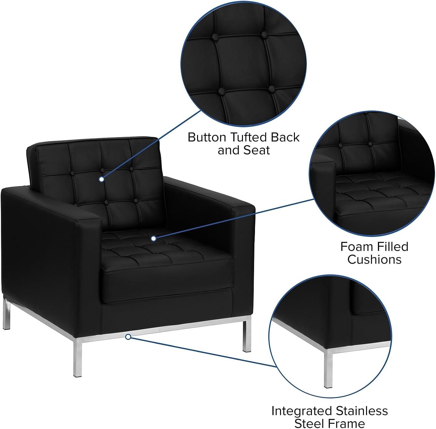 image:imageFlash Furniture HERCULES Lacey Series Contemporary Black LeatherSoft Chair with Stainless Steel FrameBlack