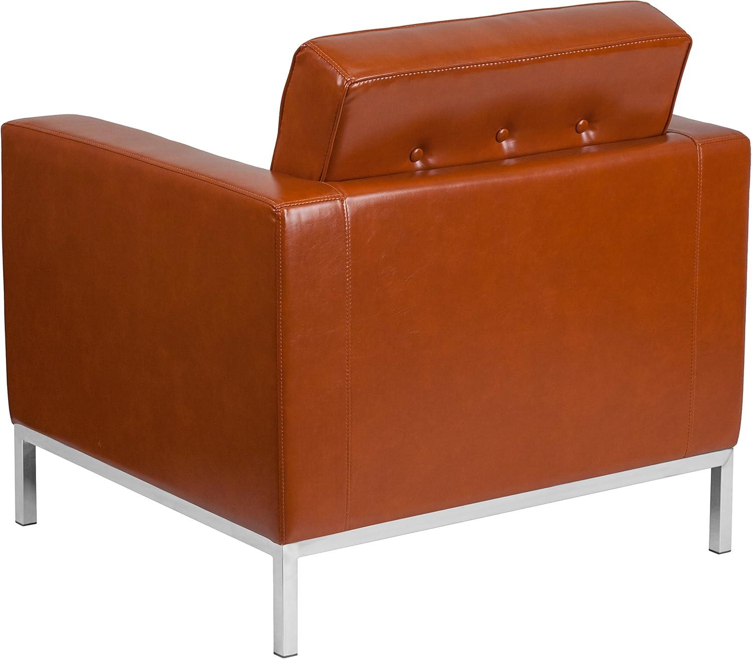image:imageFlash Furniture HERCULES Lacey Series Contemporary Black LeatherSoft Chair with Stainless Steel FrameCognac
