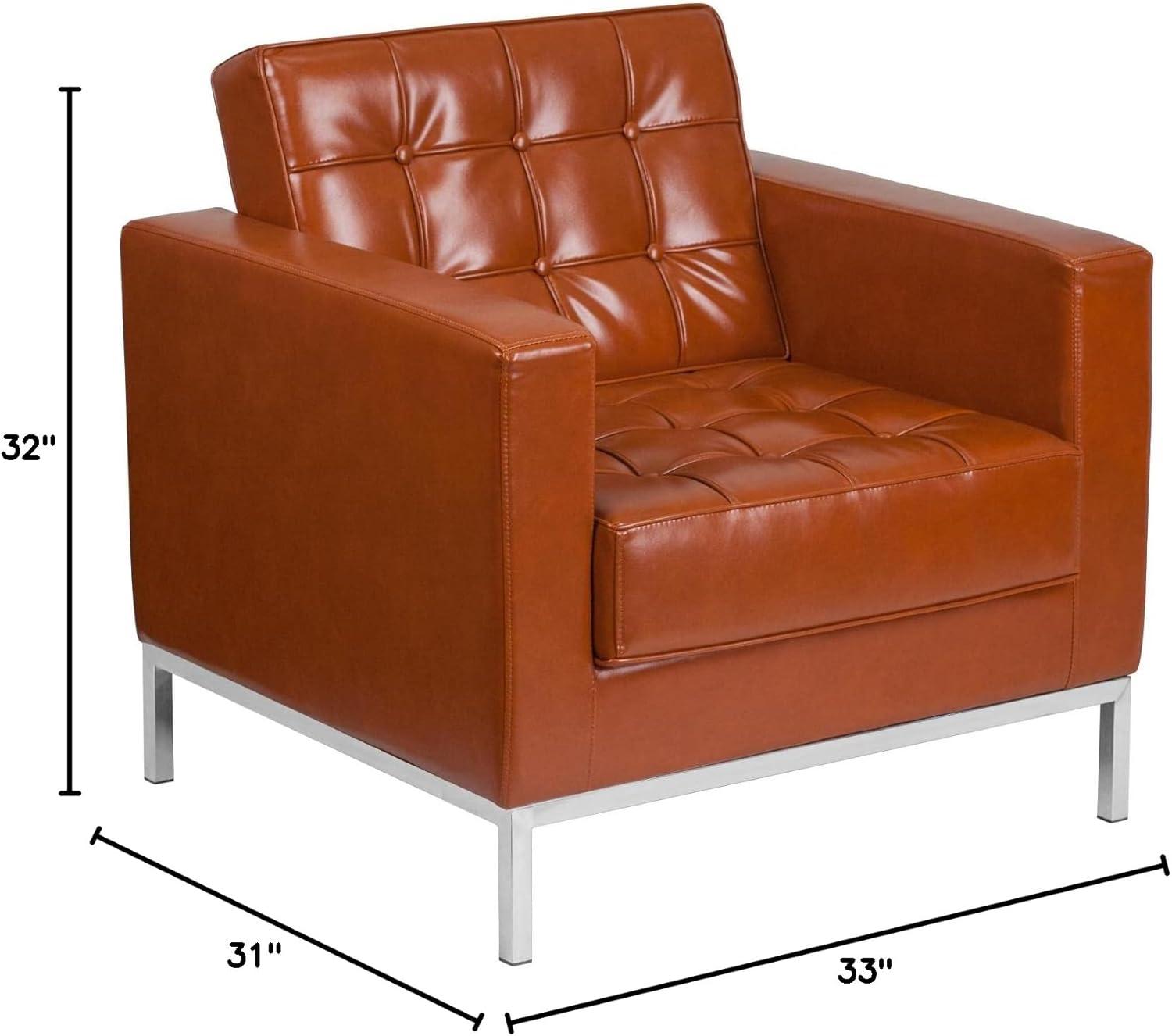image:imageFlash Furniture HERCULES Lacey Series Contemporary Black LeatherSoft Chair with Stainless Steel FrameCognac
