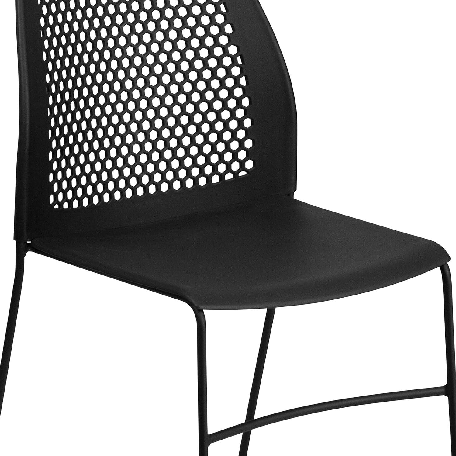 image:imageFlash Furniture HERCULES Series 661 lb Capacity Black Stack Chair with AirVent Back and Black Powder Coated Sled BaseBlack