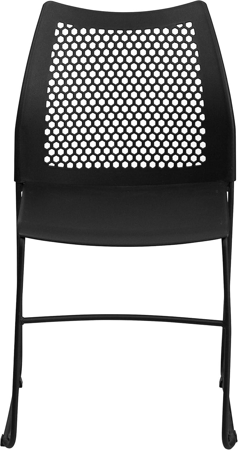 image:imageFlash Furniture HERCULES Series 661 lb Capacity Black Stack Chair with AirVent Back and Black Powder Coated Sled BaseBlack