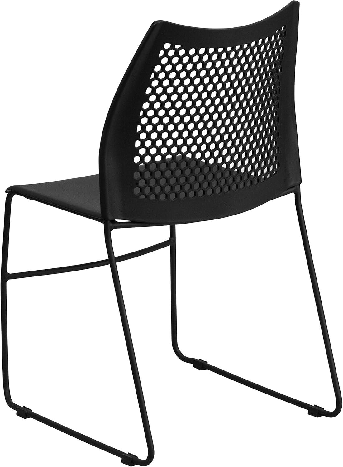 image:imageFlash Furniture HERCULES Series 661 lb Capacity Black Stack Chair with AirVent Back and Black Powder Coated Sled BaseBlack