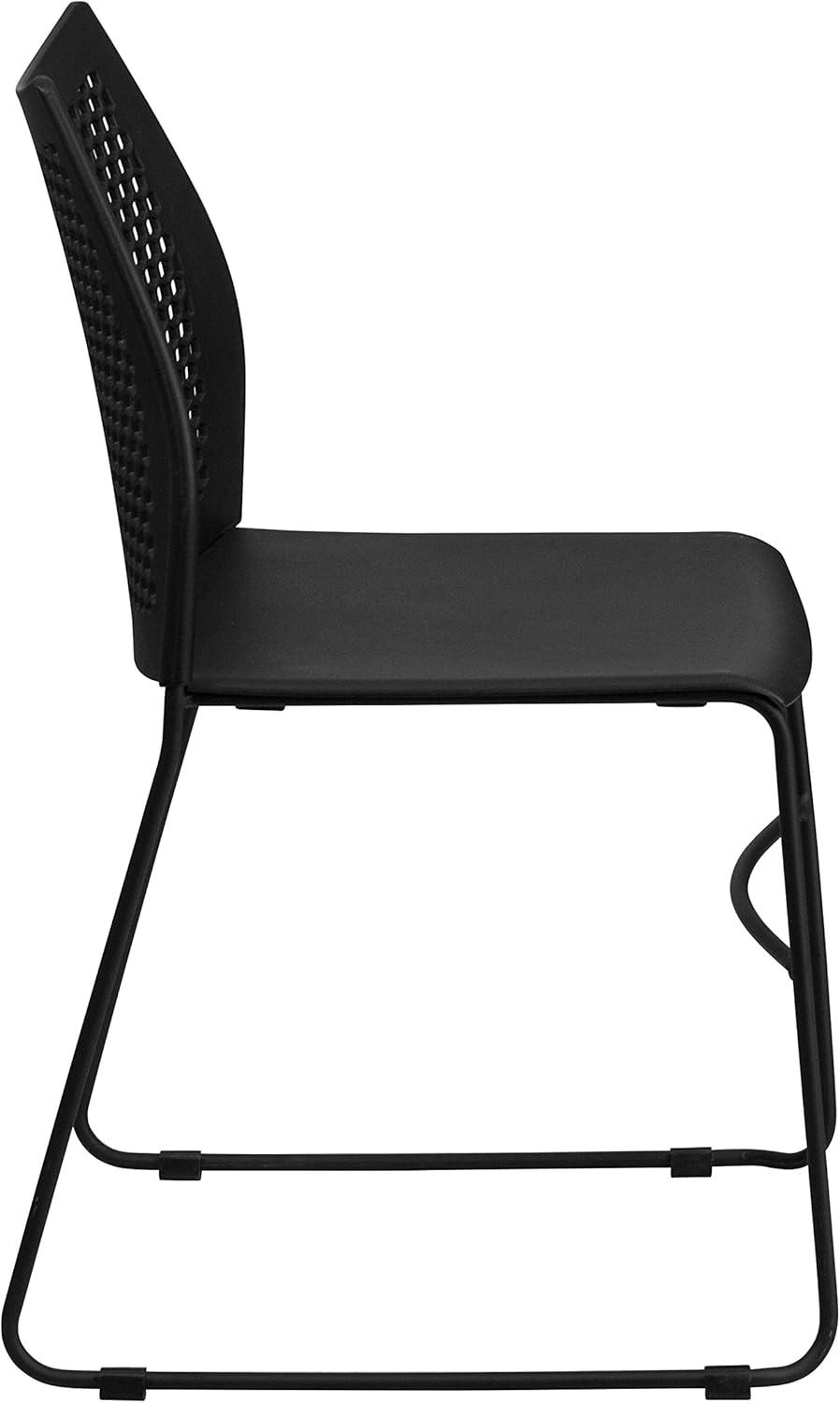 image:imageFlash Furniture HERCULES Series 661 lb Capacity Black Stack Chair with AirVent Back and Black Powder Coated Sled BaseBlack