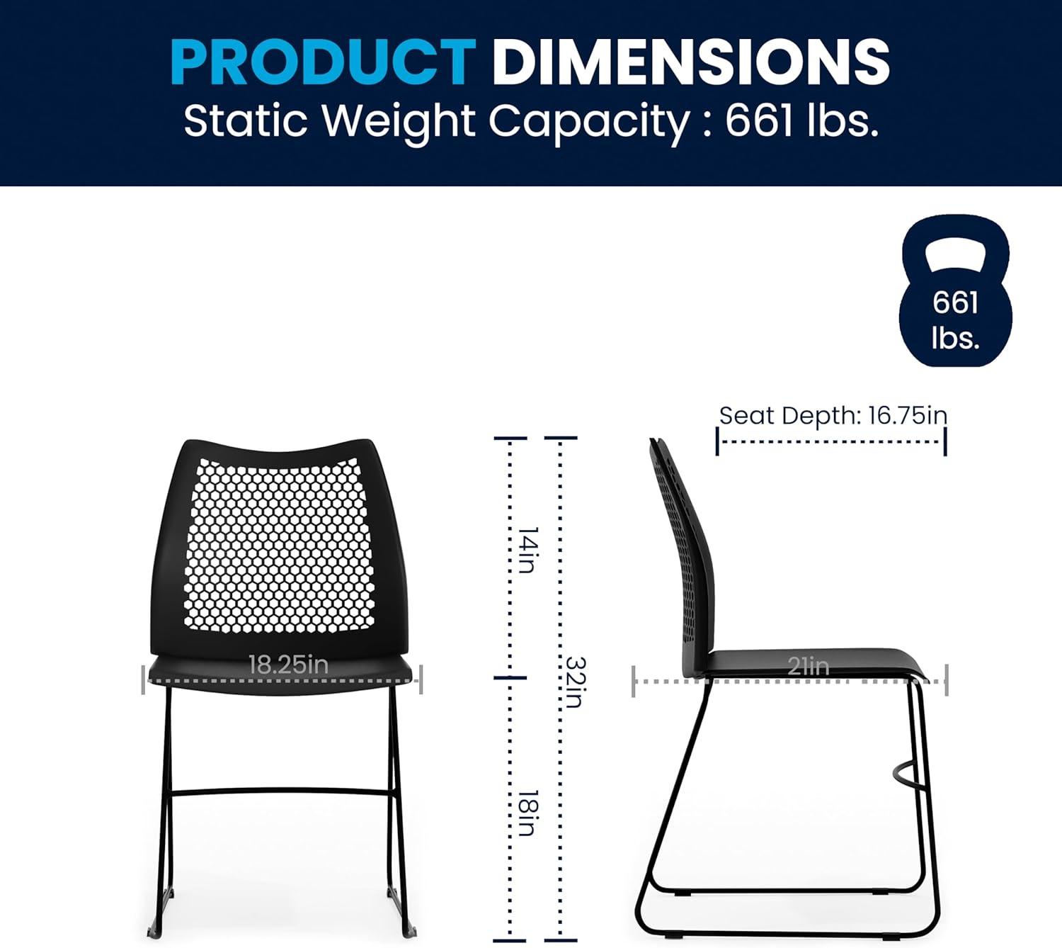 image:imageFlash Furniture HERCULES Series 661 lb Capacity Black Stack Chair with AirVent Back and Black Powder Coated Sled BaseBlack