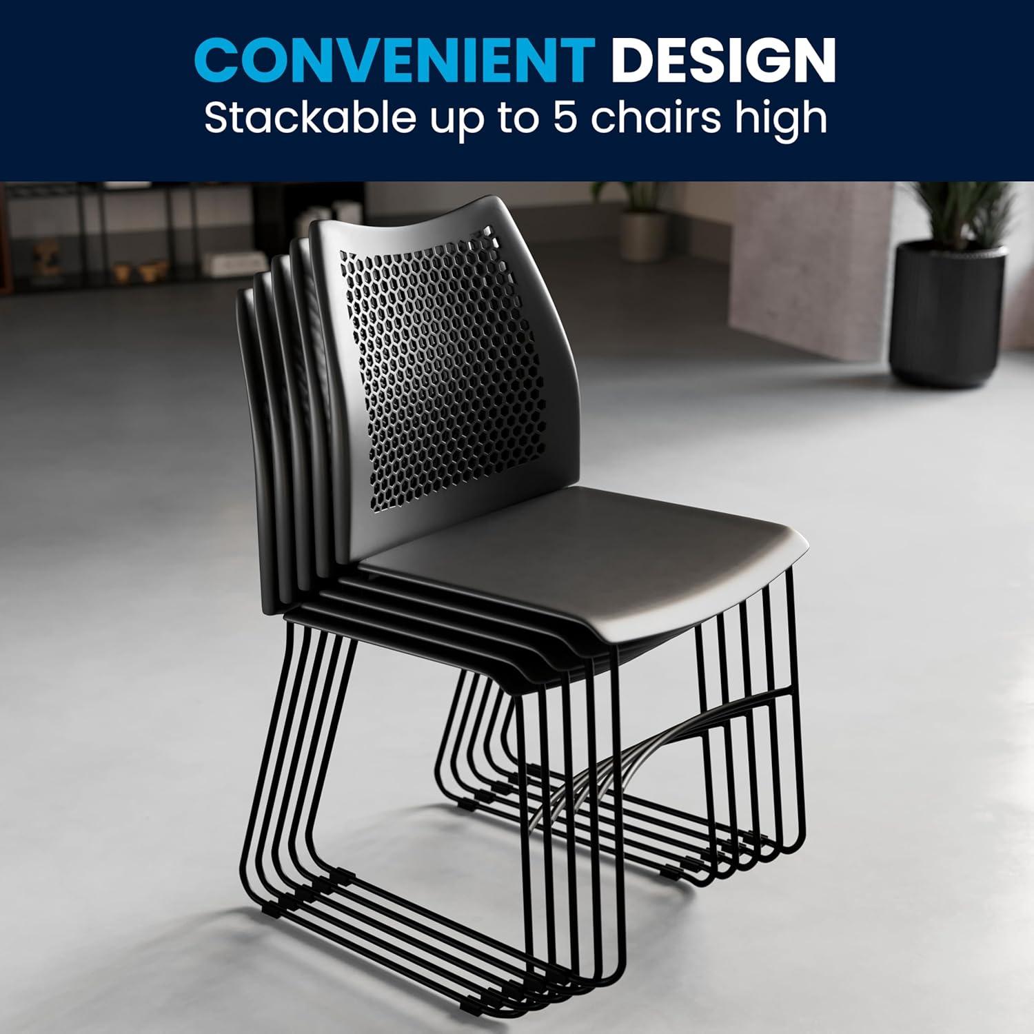image:imageFlash Furniture HERCULES Series 661 lb Capacity Black Stack Chair with AirVent Back and Black Powder Coated Sled BaseBlack