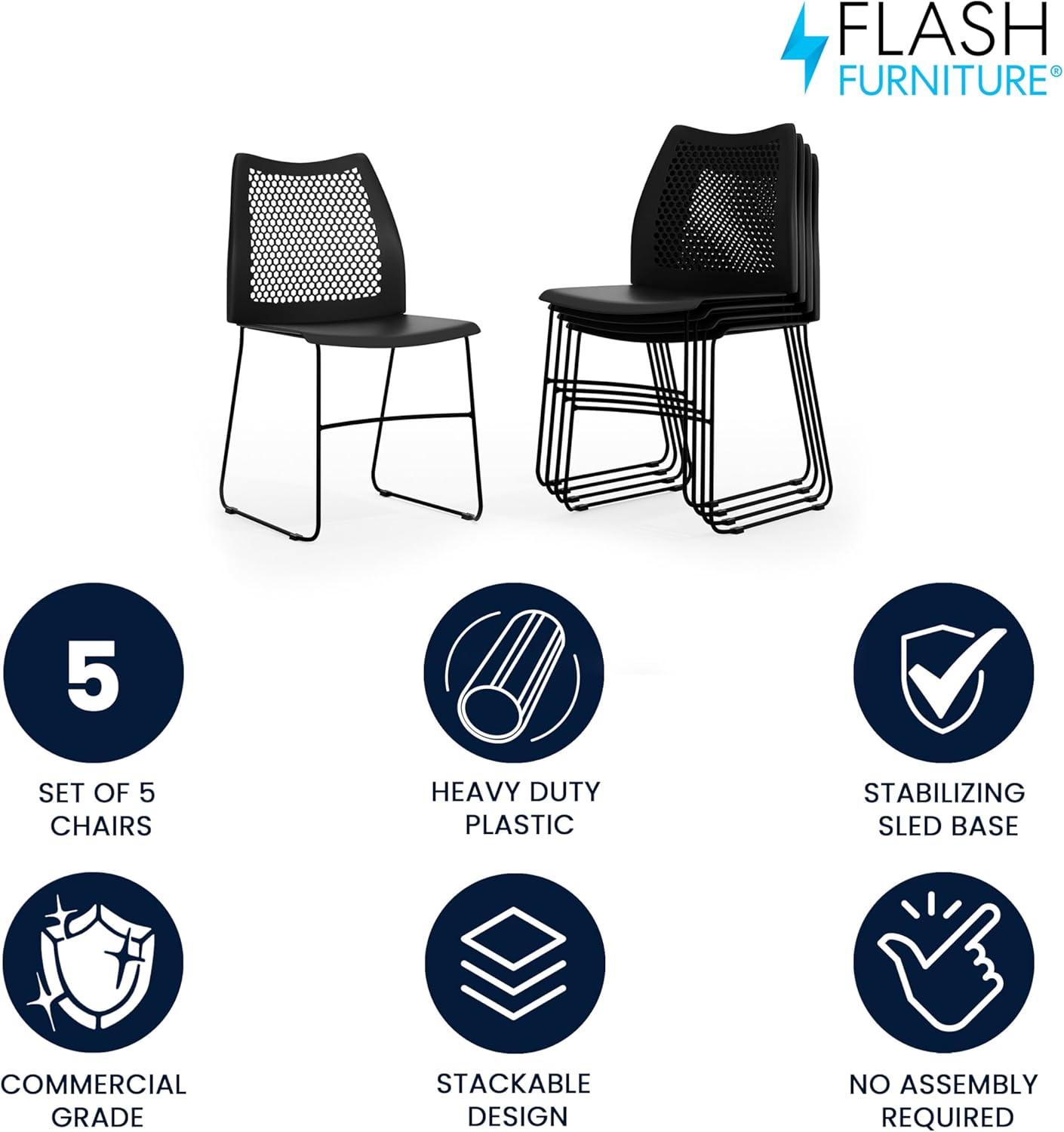 image:imageFlash Furniture HERCULES Series 661 lb Capacity Black Stack Chair with AirVent Back and Black Powder Coated Sled BaseBlack