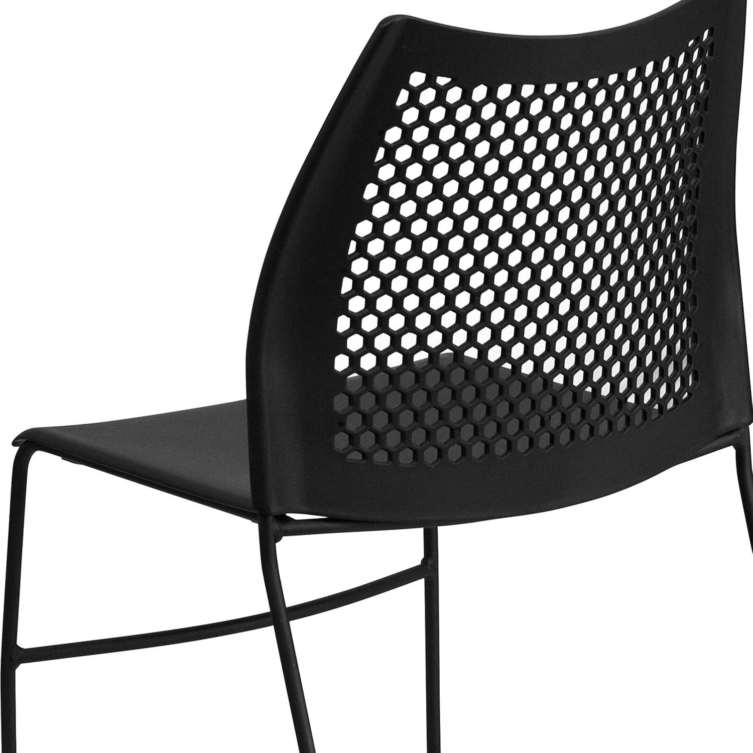 image:imageFlash Furniture HERCULES Series 661 lb Capacity Black Stack Chair with AirVent Back and Black Powder Coated Sled BaseBlack