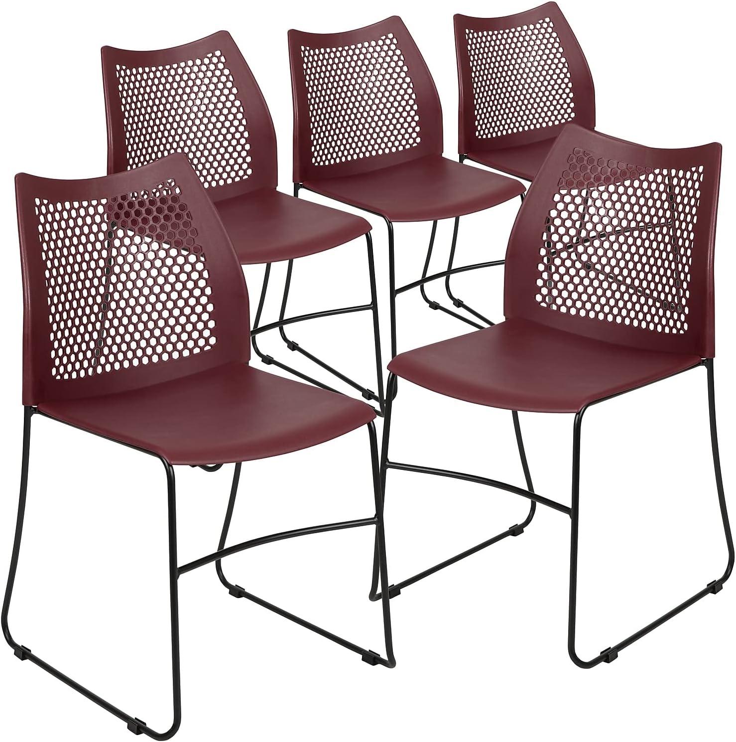image:imageFlash Furniture HERCULES Series 661 lb Capacity Black Stack Chair with AirVent Back and Black Powder Coated Sled BaseBurgundy