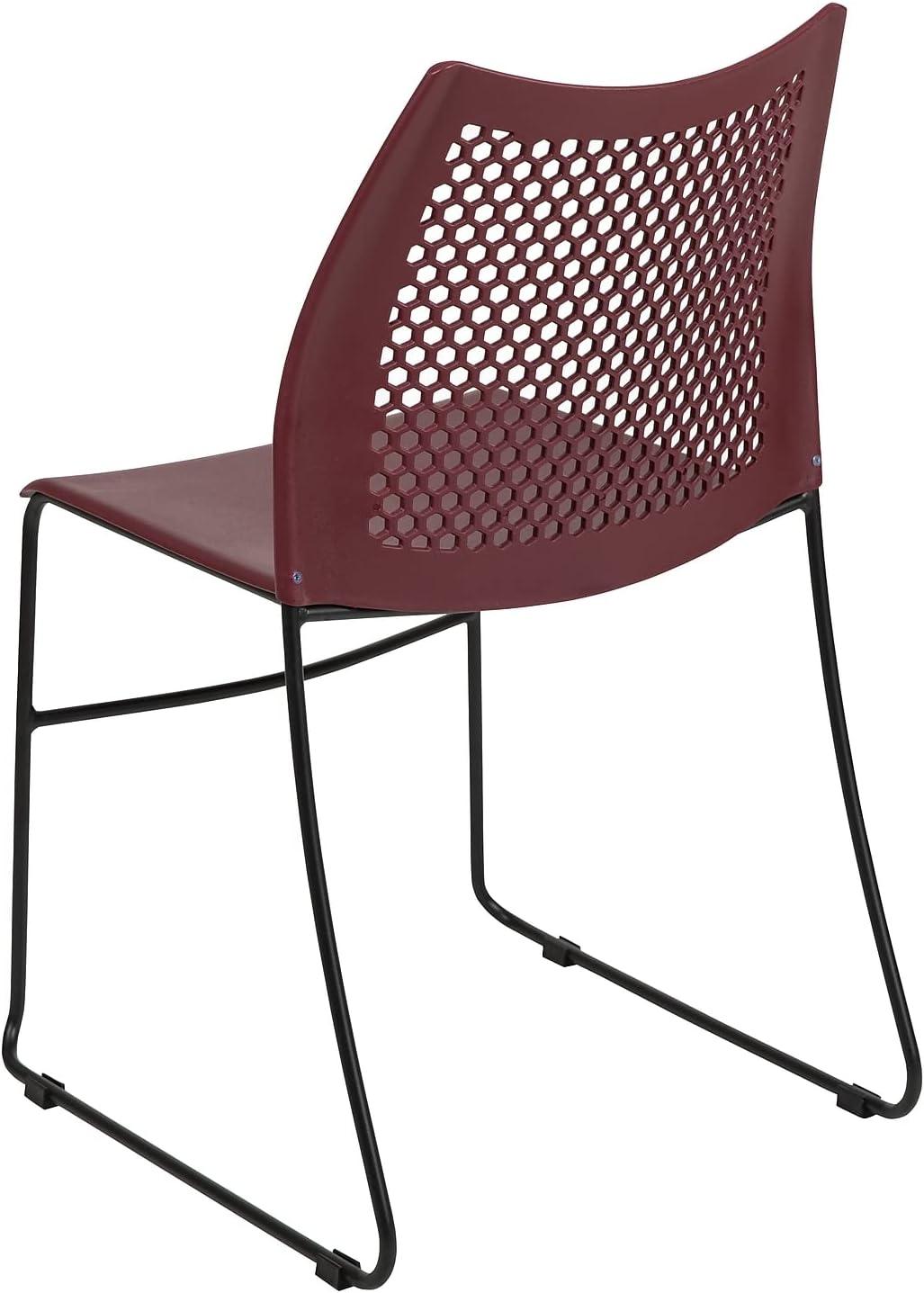 image:imageFlash Furniture HERCULES Series 661 lb Capacity Black Stack Chair with AirVent Back and Black Powder Coated Sled BaseBurgundy