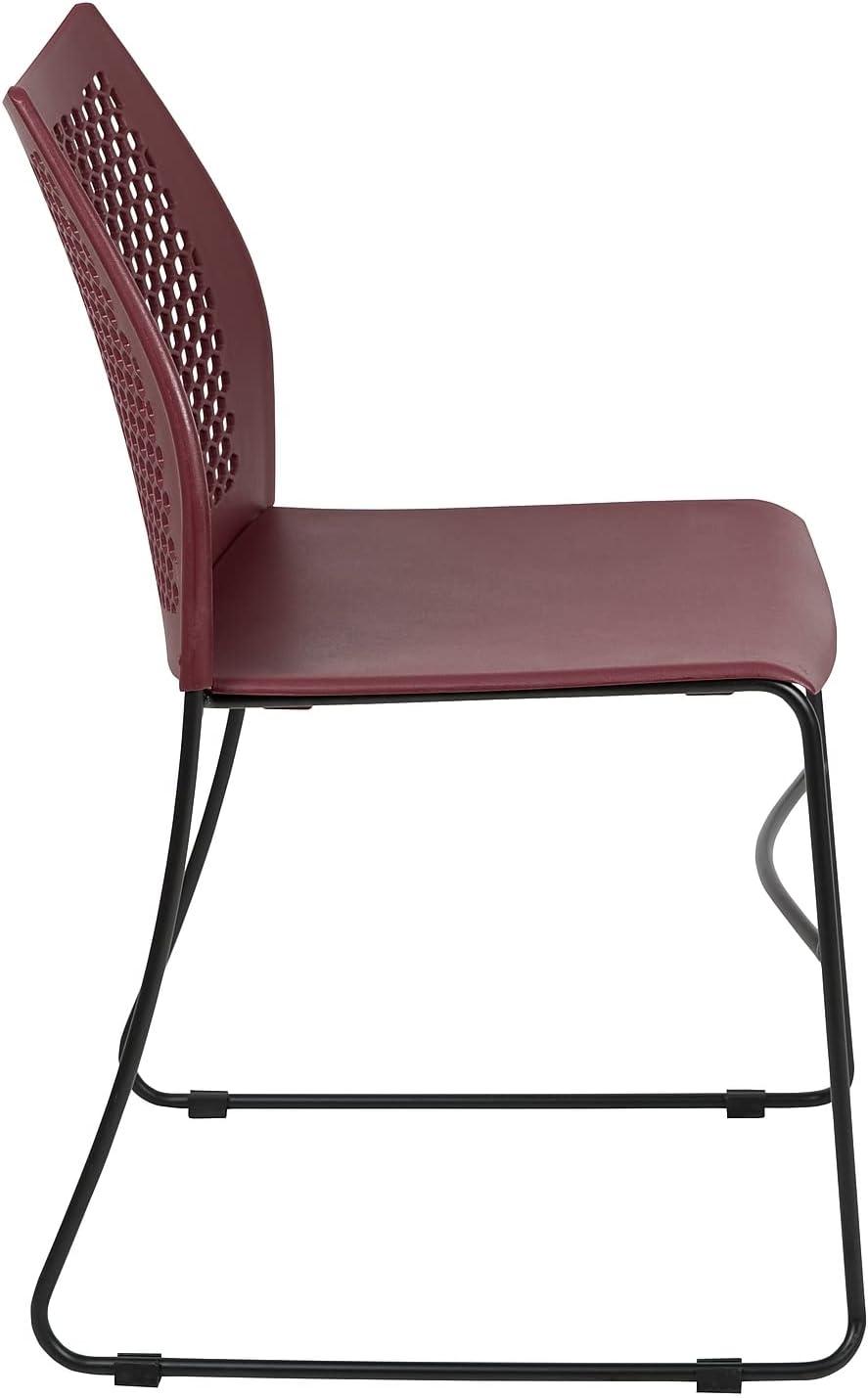 image:imageFlash Furniture HERCULES Series 661 lb Capacity Black Stack Chair with AirVent Back and Black Powder Coated Sled BaseBurgundy