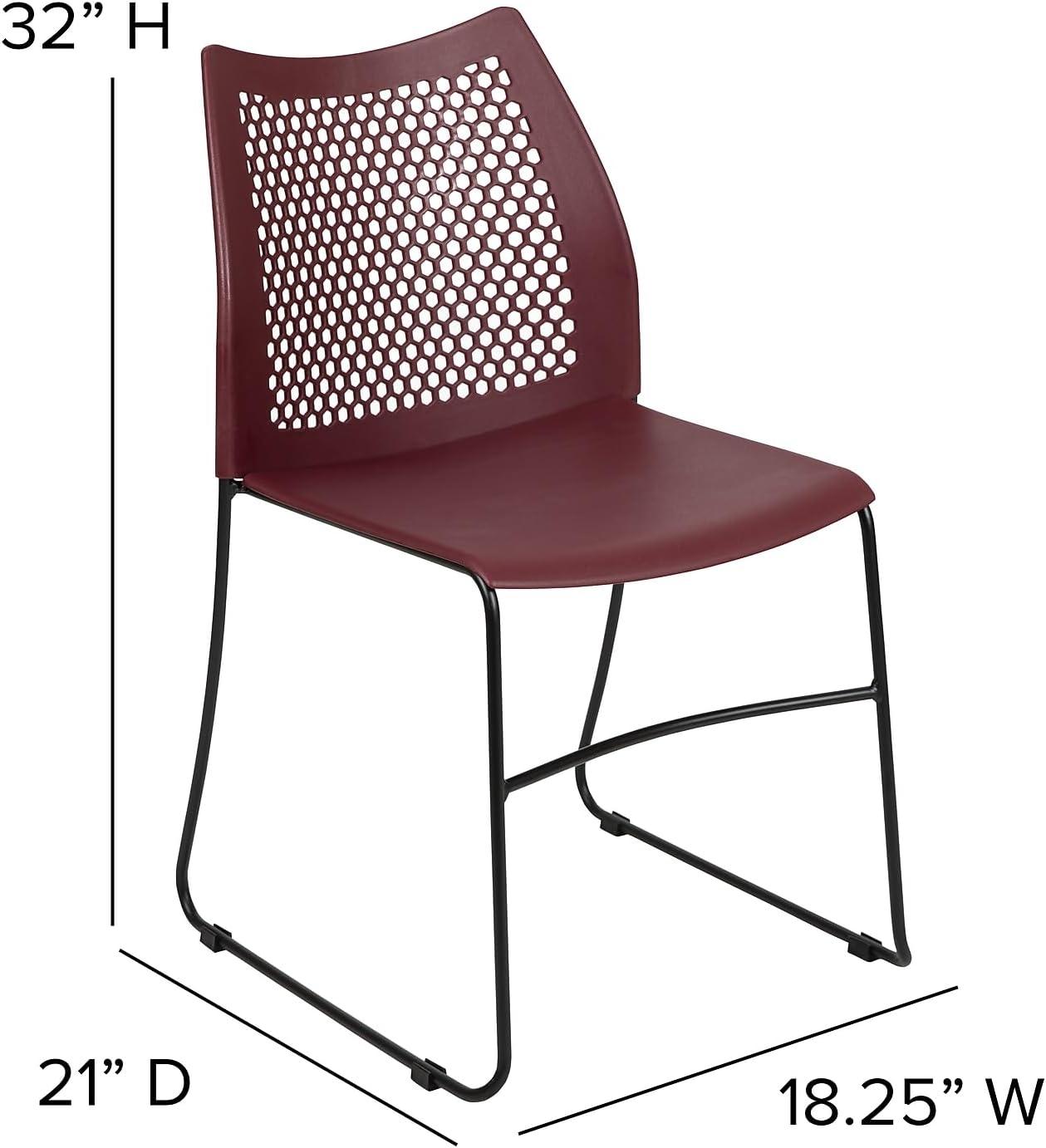 image:imageFlash Furniture HERCULES Series 661 lb Capacity Black Stack Chair with AirVent Back and Black Powder Coated Sled BaseBurgundy