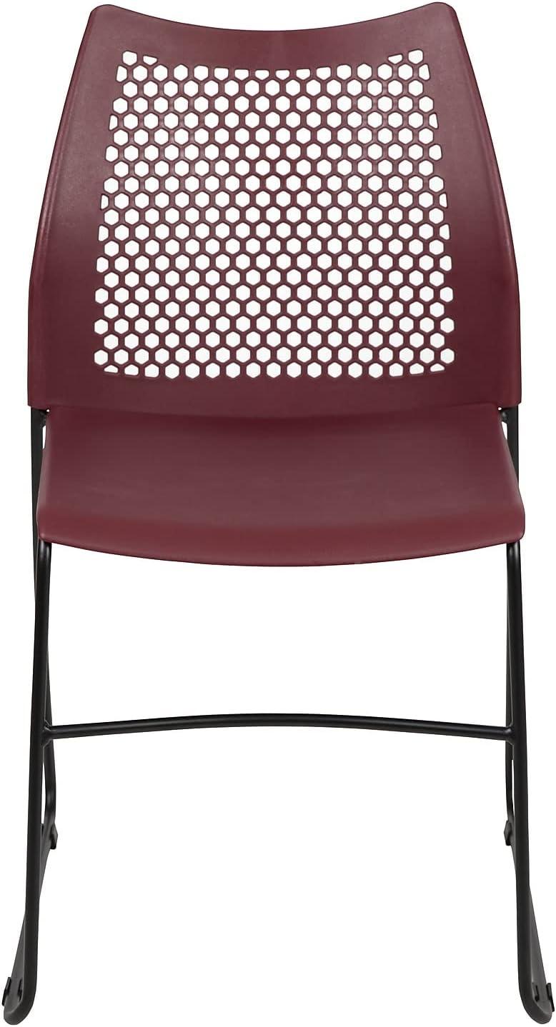 image:imageFlash Furniture HERCULES Series 661 lb Capacity Black Stack Chair with AirVent Back and Black Powder Coated Sled BaseBurgundy