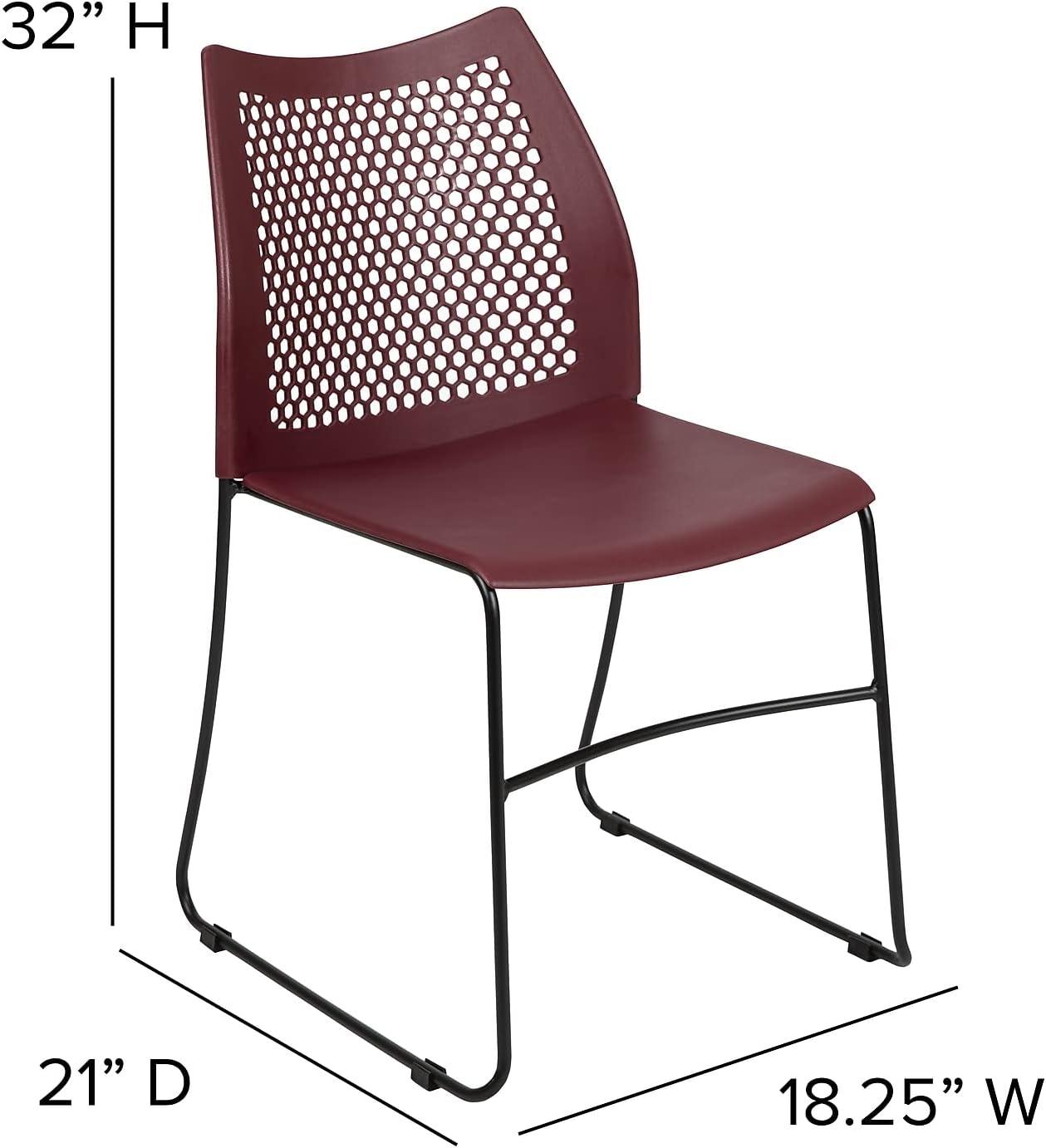 image:imageFlash Furniture HERCULES Series 661 lb Capacity Black Stack Chair with AirVent Back and Black Powder Coated Sled BaseBurgundy