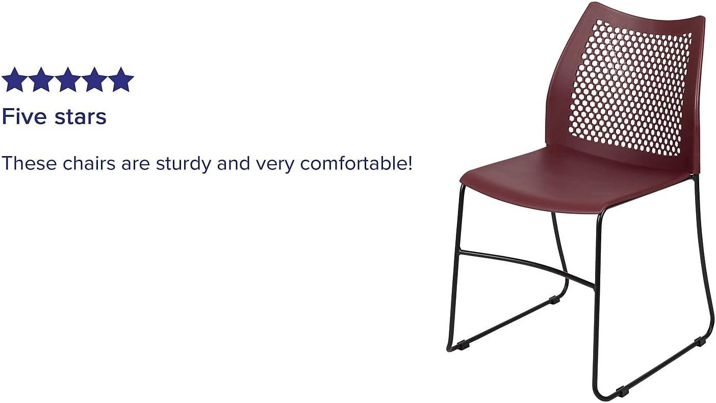 image:imageFlash Furniture HERCULES Series 661 lb Capacity Black Stack Chair with AirVent Back and Black Powder Coated Sled BaseBurgundy
