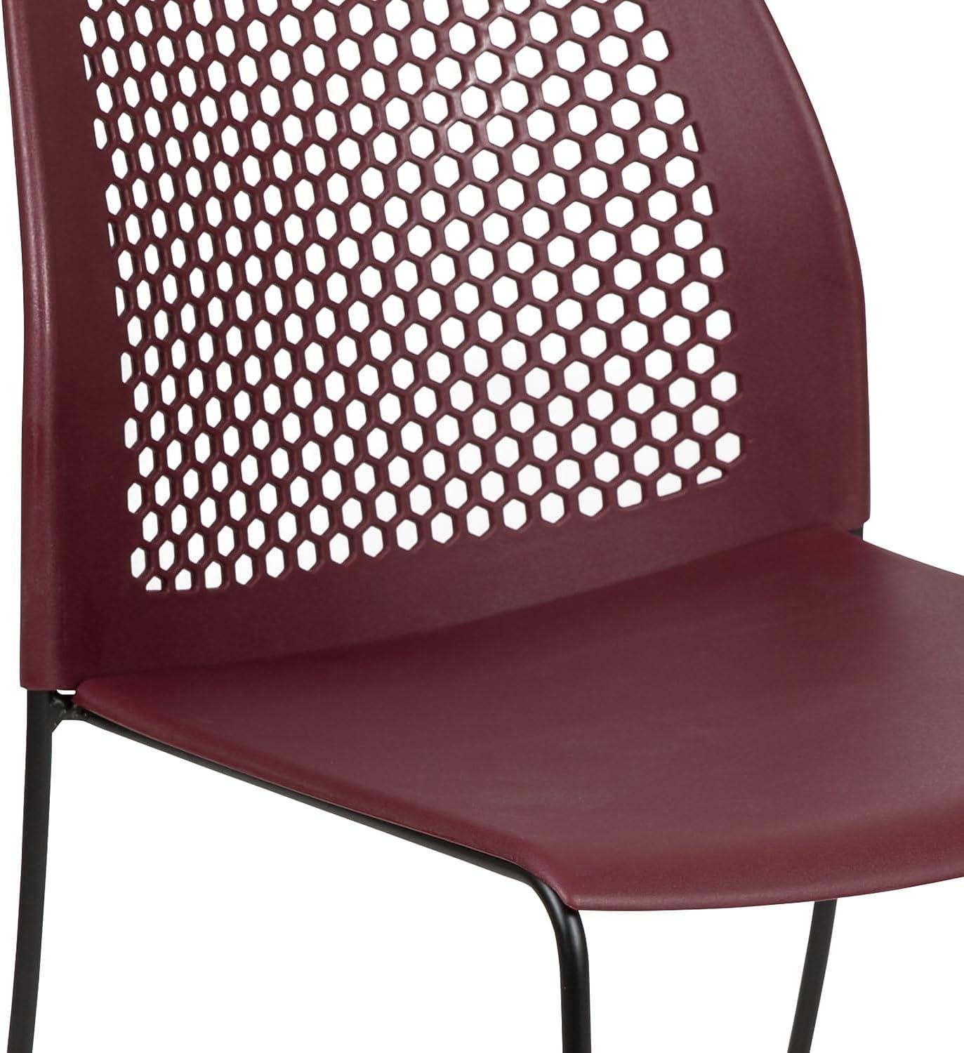 image:imageFlash Furniture HERCULES Series 661 lb Capacity Black Stack Chair with AirVent Back and Black Powder Coated Sled BaseBurgundy