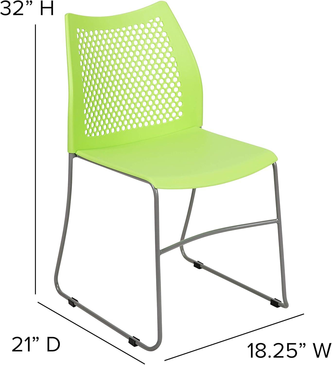 image:imageFlash Furniture HERCULES Series 661 lb Capacity Black Stack Chair with AirVent Back and Black Powder Coated Sled BaseGreen