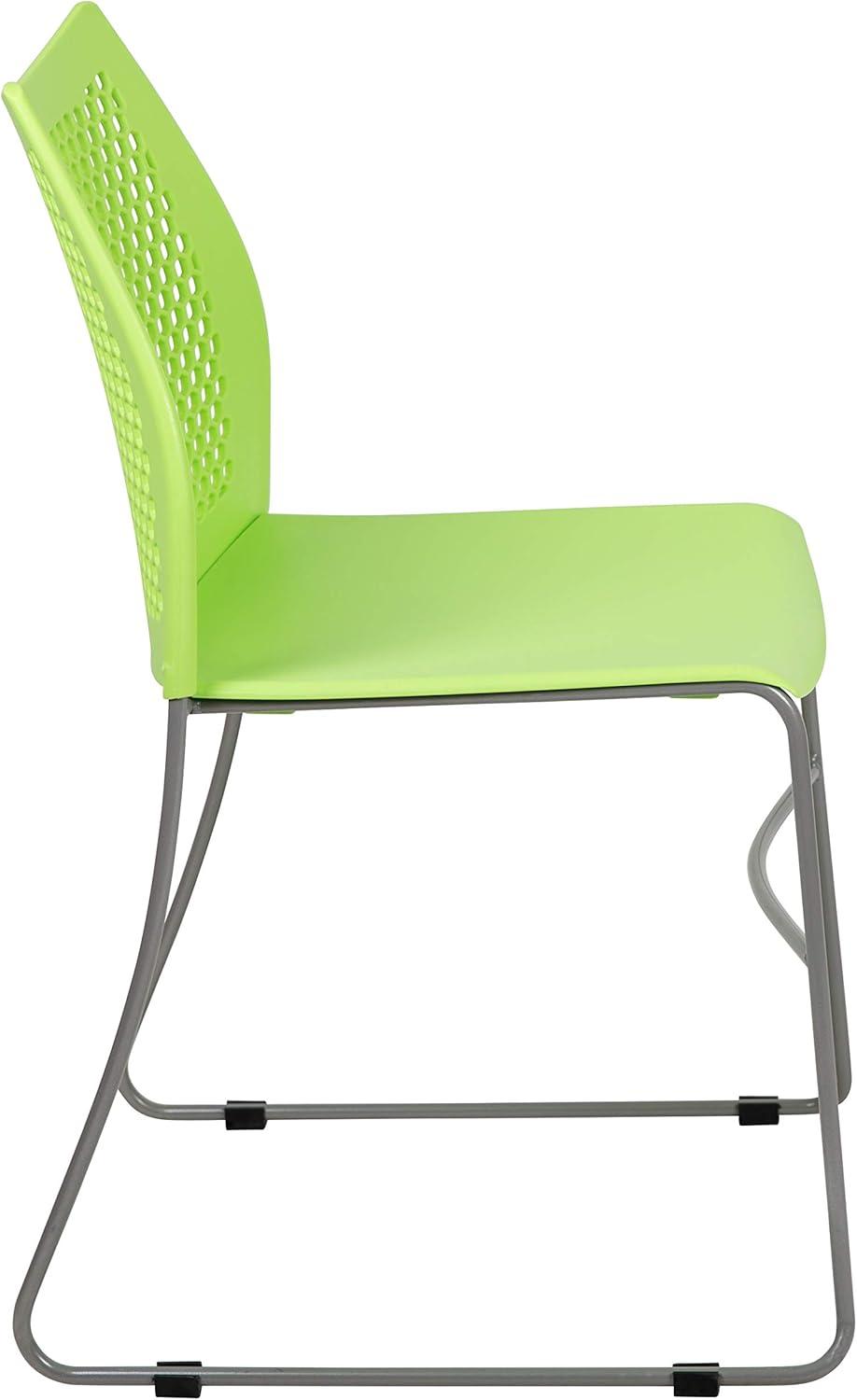 image:imageFlash Furniture HERCULES Series 661 lb Capacity Black Stack Chair with AirVent Back and Black Powder Coated Sled BaseGreen