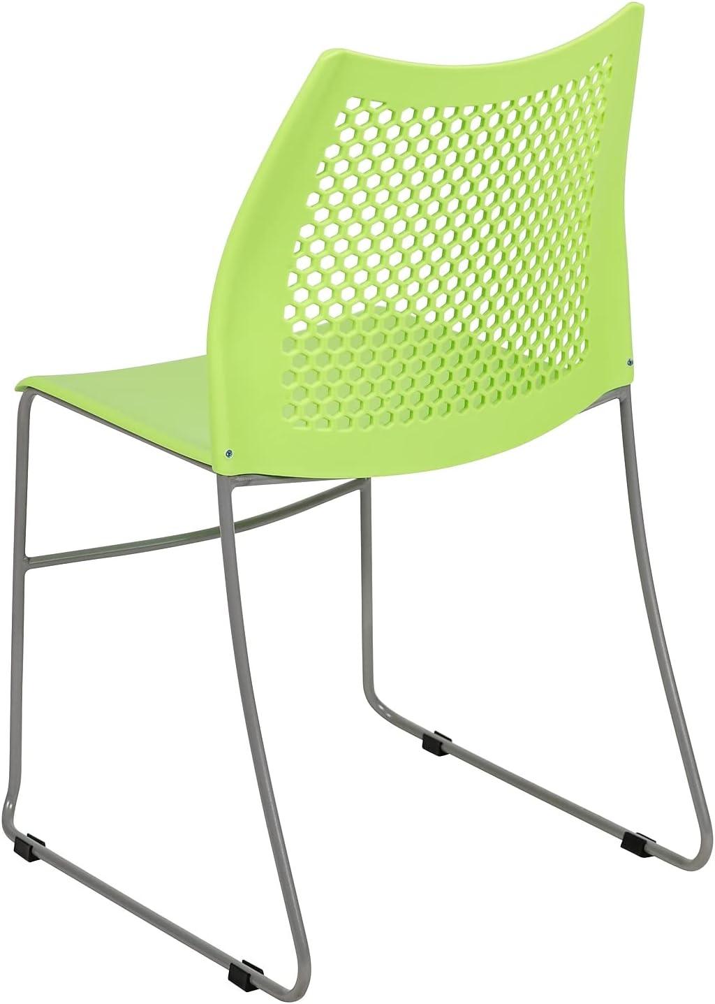 image:imageFlash Furniture HERCULES Series 661 lb Capacity Black Stack Chair with AirVent Back and Black Powder Coated Sled BaseGreen