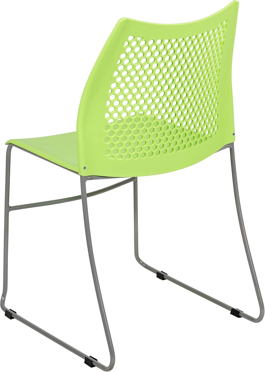 image:imageFlash Furniture HERCULES Series 661 lb Capacity Black Stack Chair with AirVent Back and Black Powder Coated Sled BaseGreen