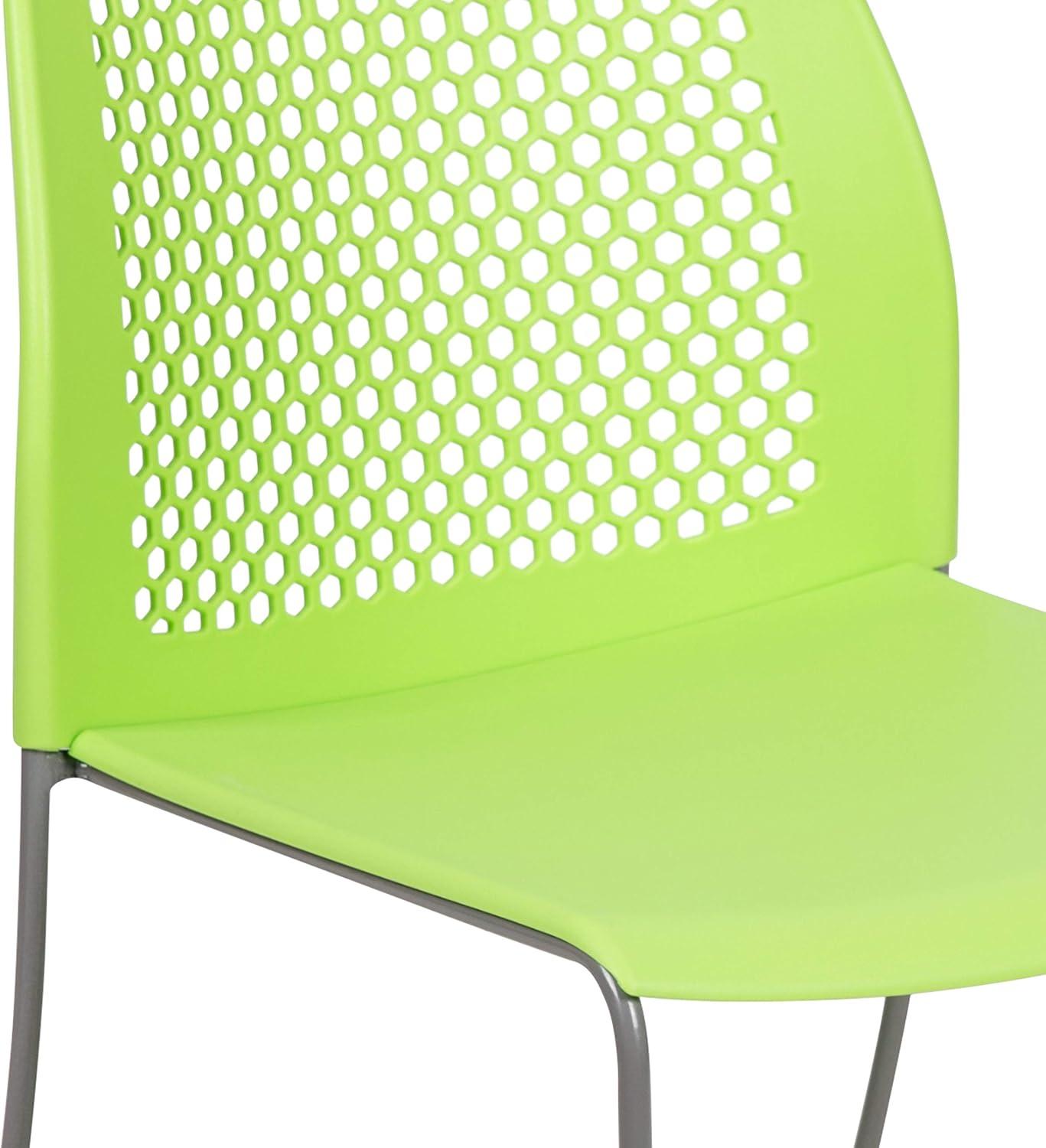 image:imageFlash Furniture HERCULES Series 661 lb Capacity Black Stack Chair with AirVent Back and Black Powder Coated Sled BaseGreen