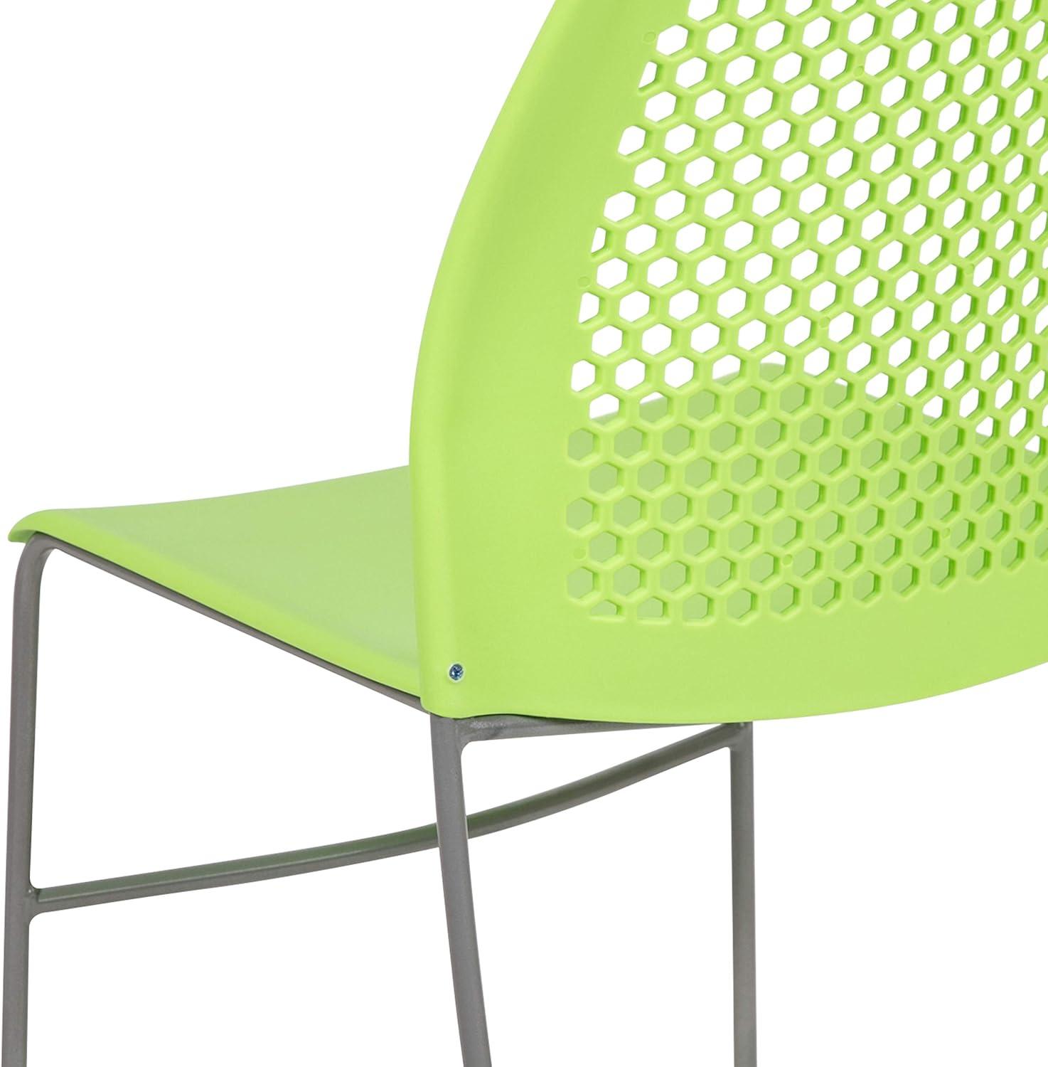 image:imageFlash Furniture HERCULES Series 661 lb Capacity Black Stack Chair with AirVent Back and Black Powder Coated Sled BaseGreen