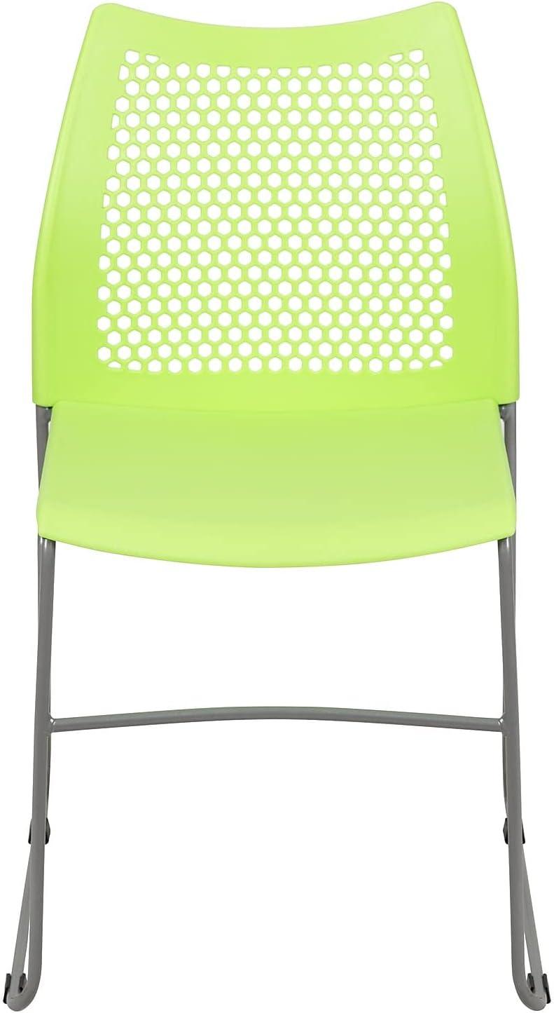 image:imageFlash Furniture HERCULES Series 661 lb Capacity Black Stack Chair with AirVent Back and Black Powder Coated Sled BaseGreen