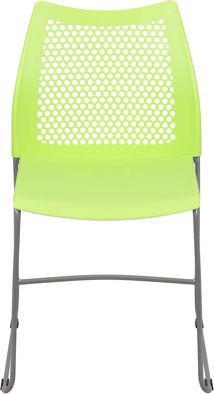 image:imageFlash Furniture HERCULES Series 661 lb Capacity Black Stack Chair with AirVent Back and Black Powder Coated Sled BaseGreen