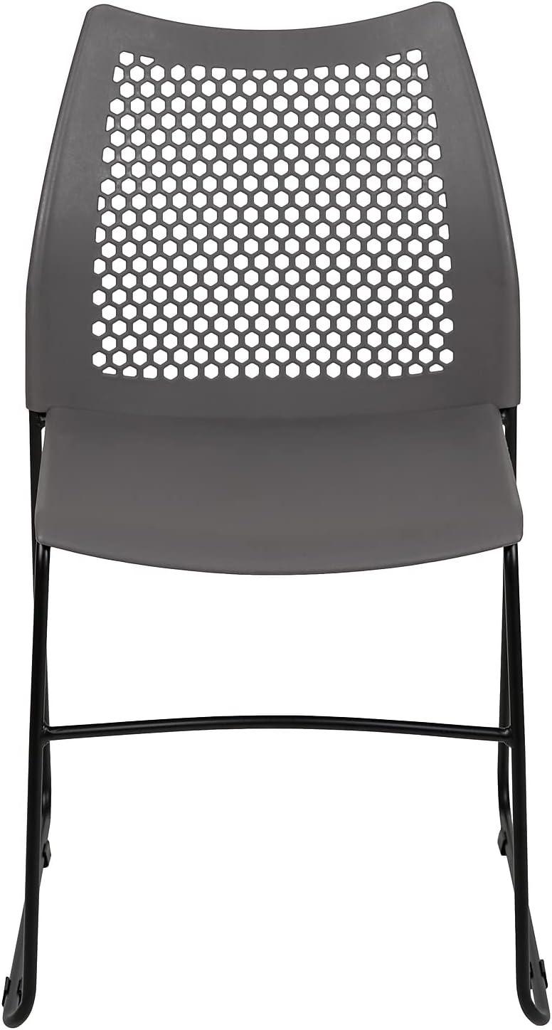 image:imageFlash Furniture HERCULES Series 661 lb Capacity Black Stack Chair with AirVent Back and Black Powder Coated Sled BaseGrey