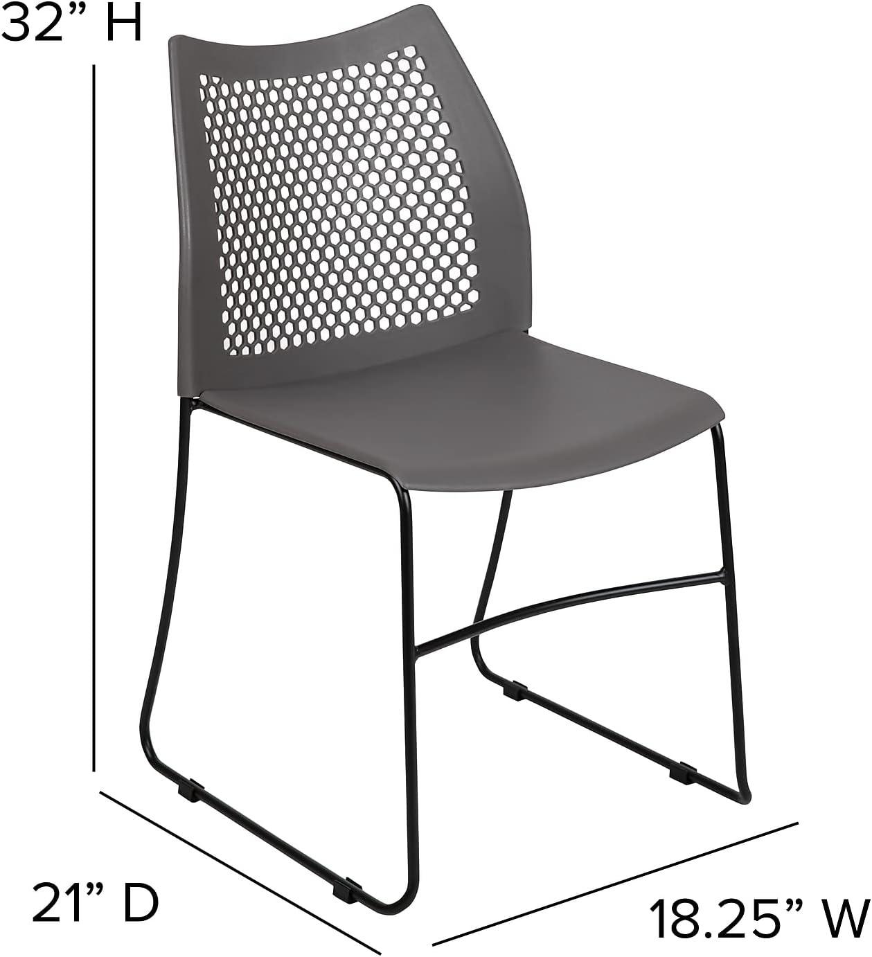 image:imageFlash Furniture HERCULES Series 661 lb Capacity Black Stack Chair with AirVent Back and Black Powder Coated Sled BaseGrey