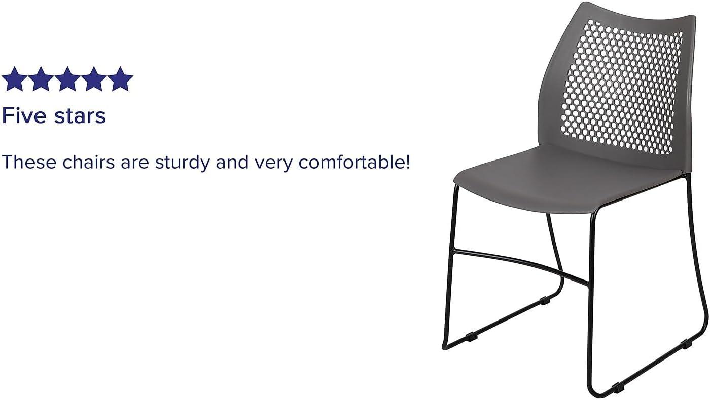 image:imageFlash Furniture HERCULES Series 661 lb Capacity Black Stack Chair with AirVent Back and Black Powder Coated Sled BaseGrey