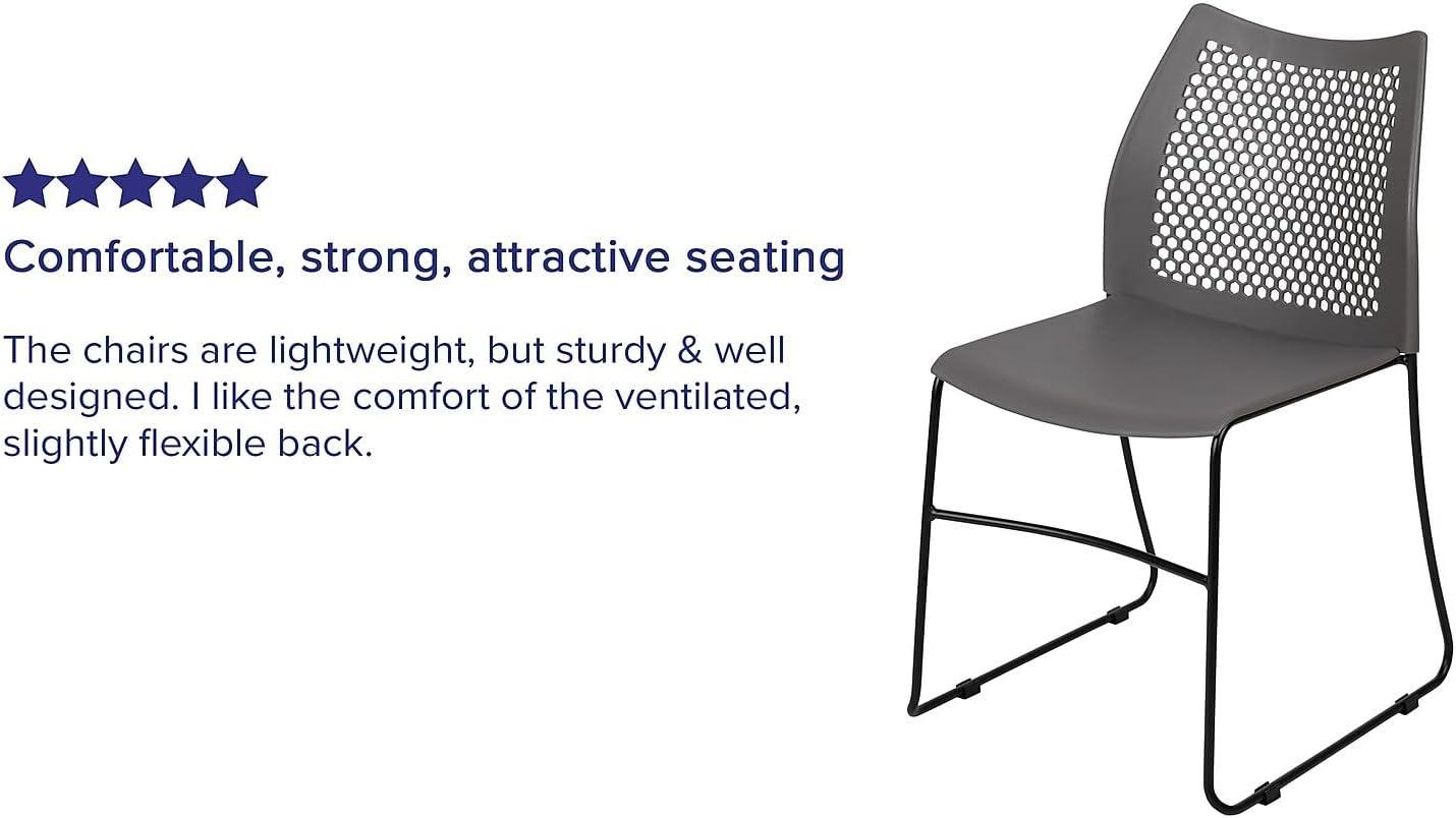 image:imageFlash Furniture HERCULES Series 661 lb Capacity Black Stack Chair with AirVent Back and Black Powder Coated Sled BaseGrey
