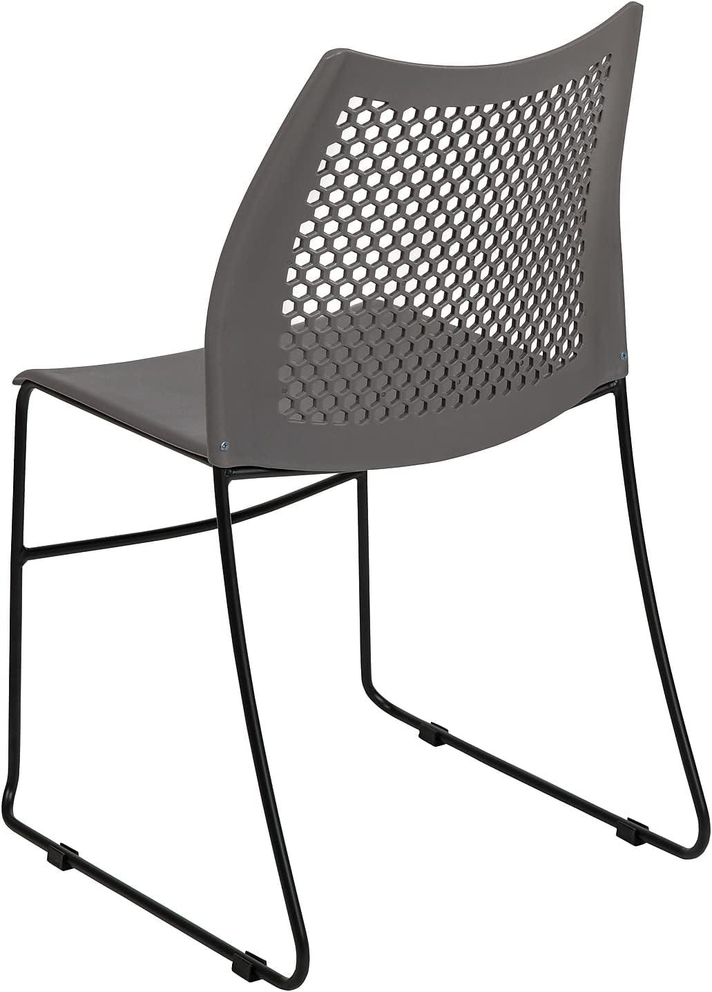 image:imageFlash Furniture HERCULES Series 661 lb Capacity Black Stack Chair with AirVent Back and Black Powder Coated Sled BaseGrey